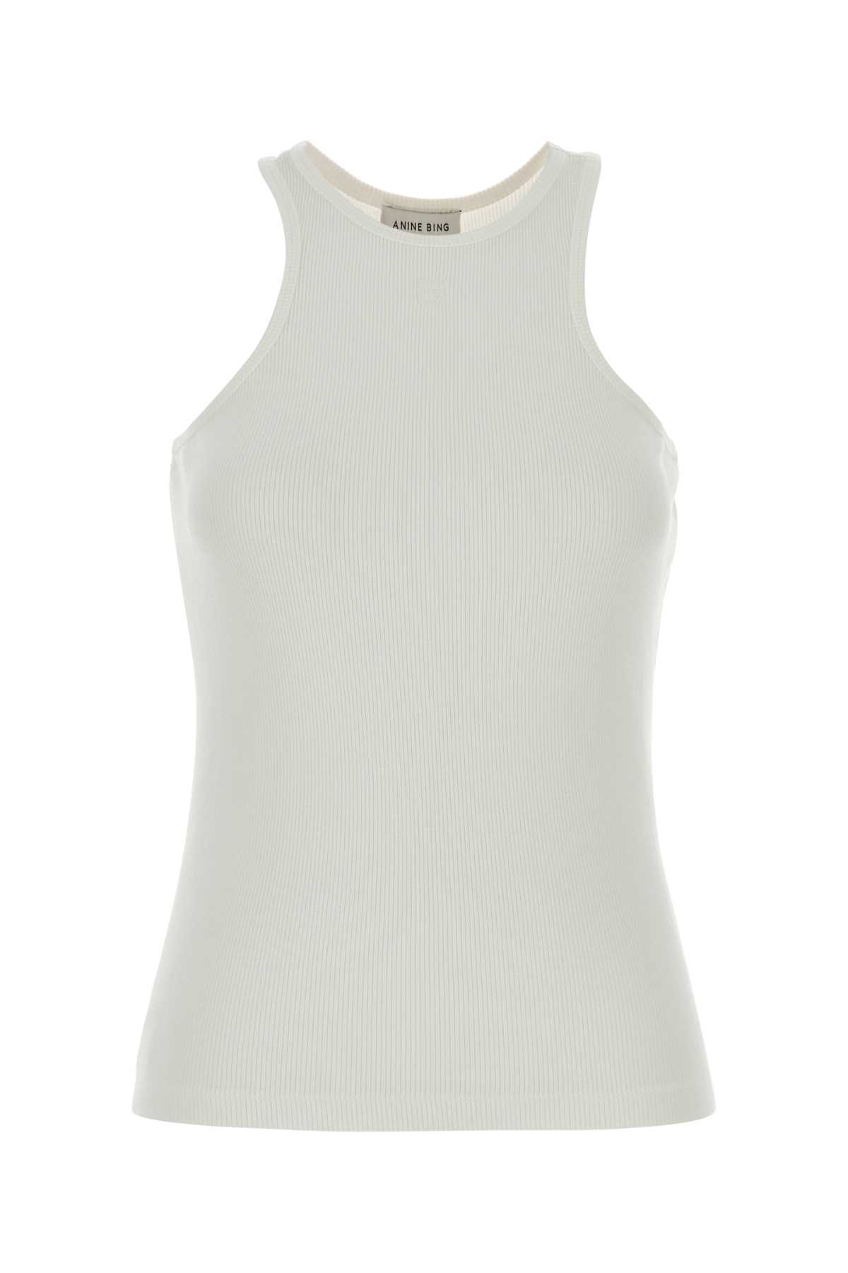 White stretch viscose Cole tank top A0812206IVY42 (ANINE BING / タンクトップ・キャミソール ) | ANINE BING (アニン ビン)