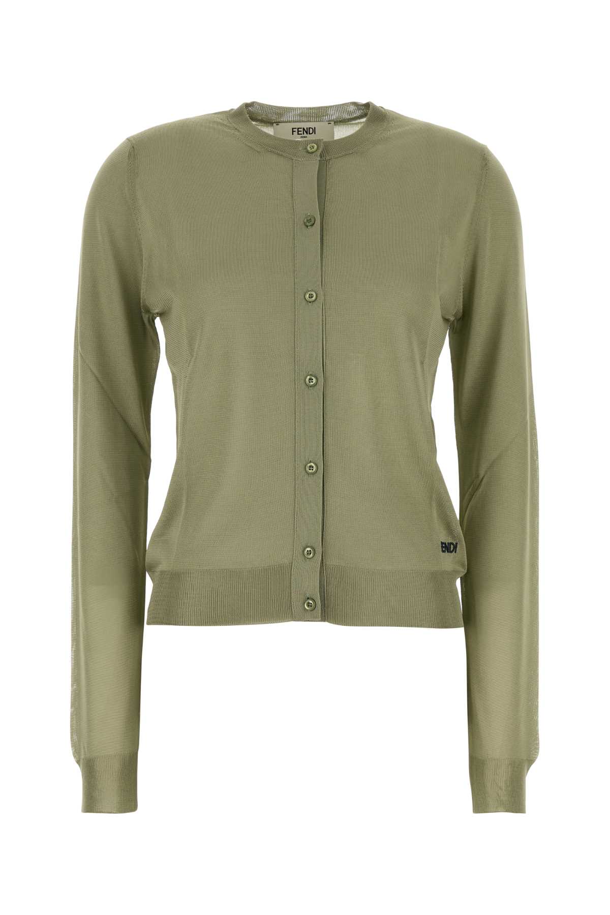 Sage green stretch viscose blend cardigan FZE574AW4VF1UKL (FENDI / ニット・セーター・カーディガン ) | FENDI (フェンディ)