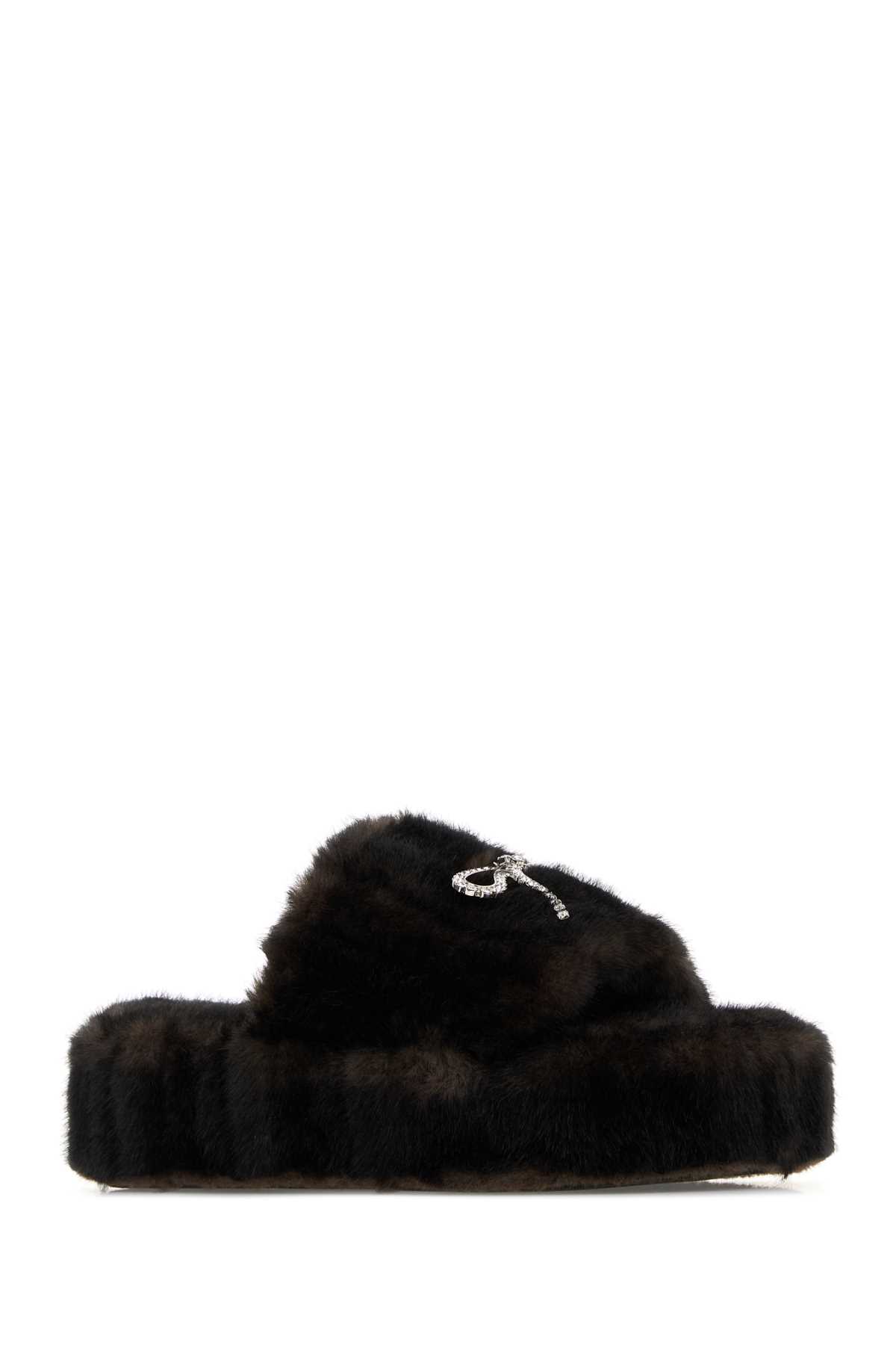 Dark brown eco fur slippers 854673W14Y12618 (Balenciaga / サンダル ) | Balenciaga (バレンシアガ)(1)