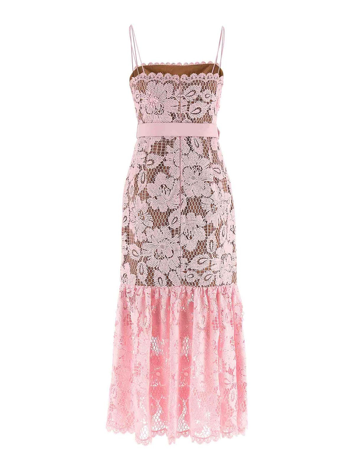 Pink Crochet Lace Midi Dress SS26007MAPINK (self-portrait / ワンピース・ドレス・オールインワン ) | self-portrait (セルフ・ポートレイト)(1)