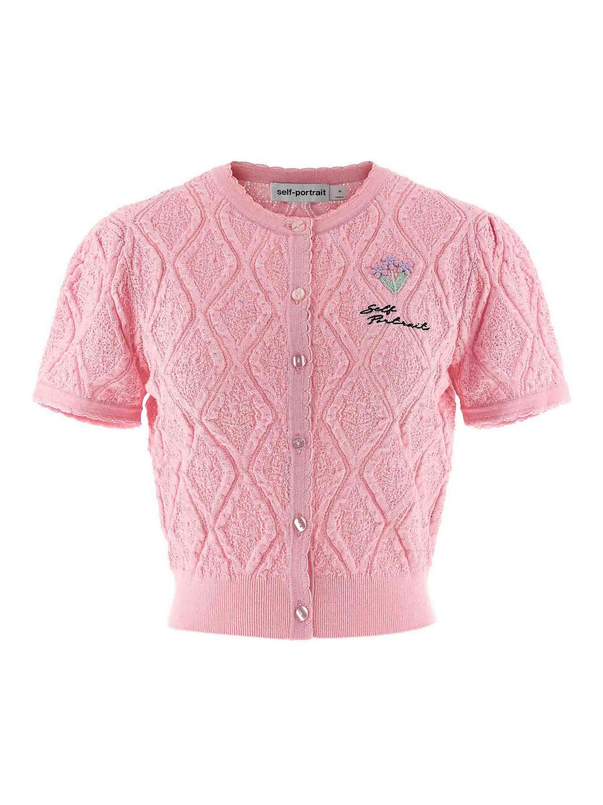 Pink Pointelle Knit Top SS26057TPINK (self-portrait / ニット・セーター・カーディガン ) | self-portrait (セルフ・ポートレイト)