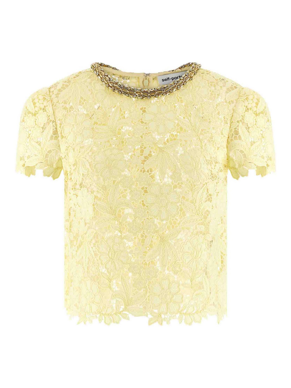 Yellow Lace Top SS26096TAYELLOW (self-portrait / シャツ・ブラウス ) | self-portrait (セルフ・ポートレイト)