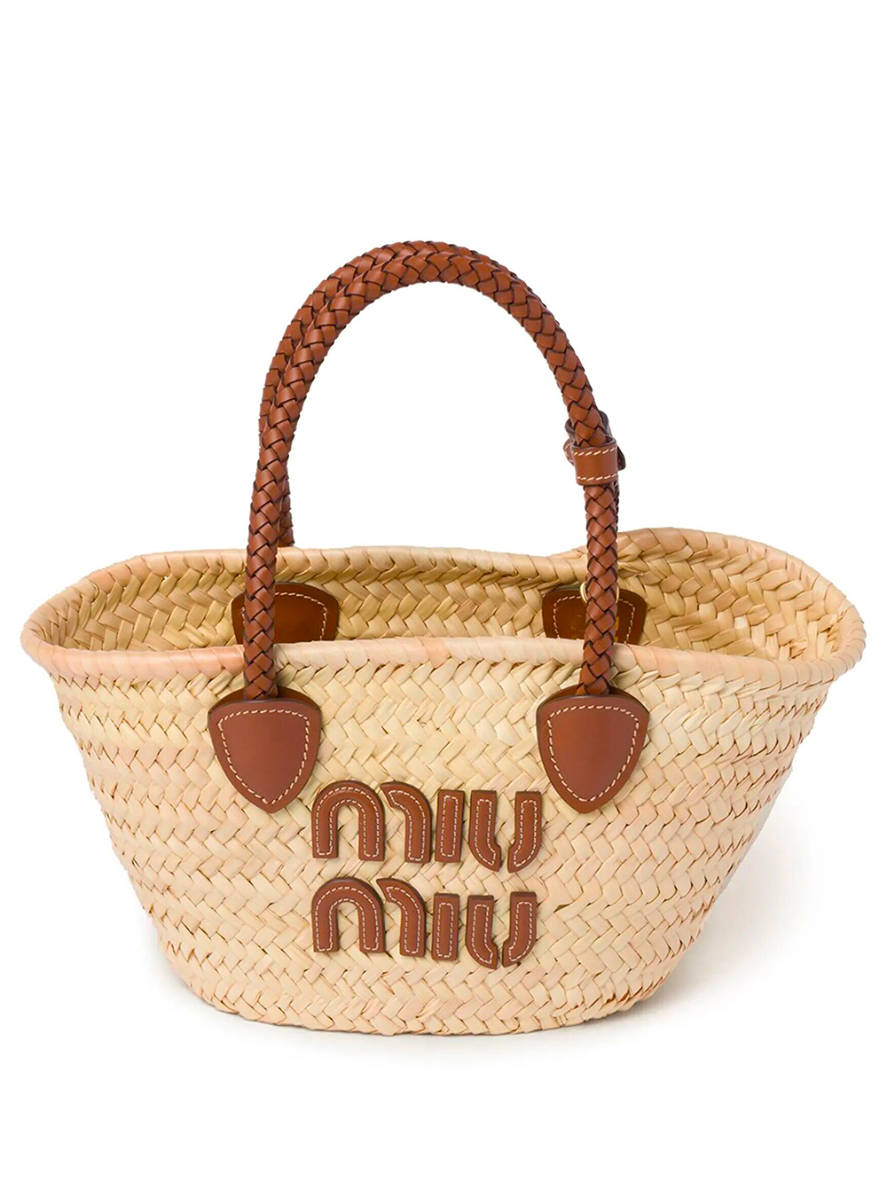 STRAW TOTE BAG WITH LEATHER TRIM 5BG273VOOO2DDHF0A5T (MIU MIU / トートバッグ ) | MIU MIU (ミュウミュウ)