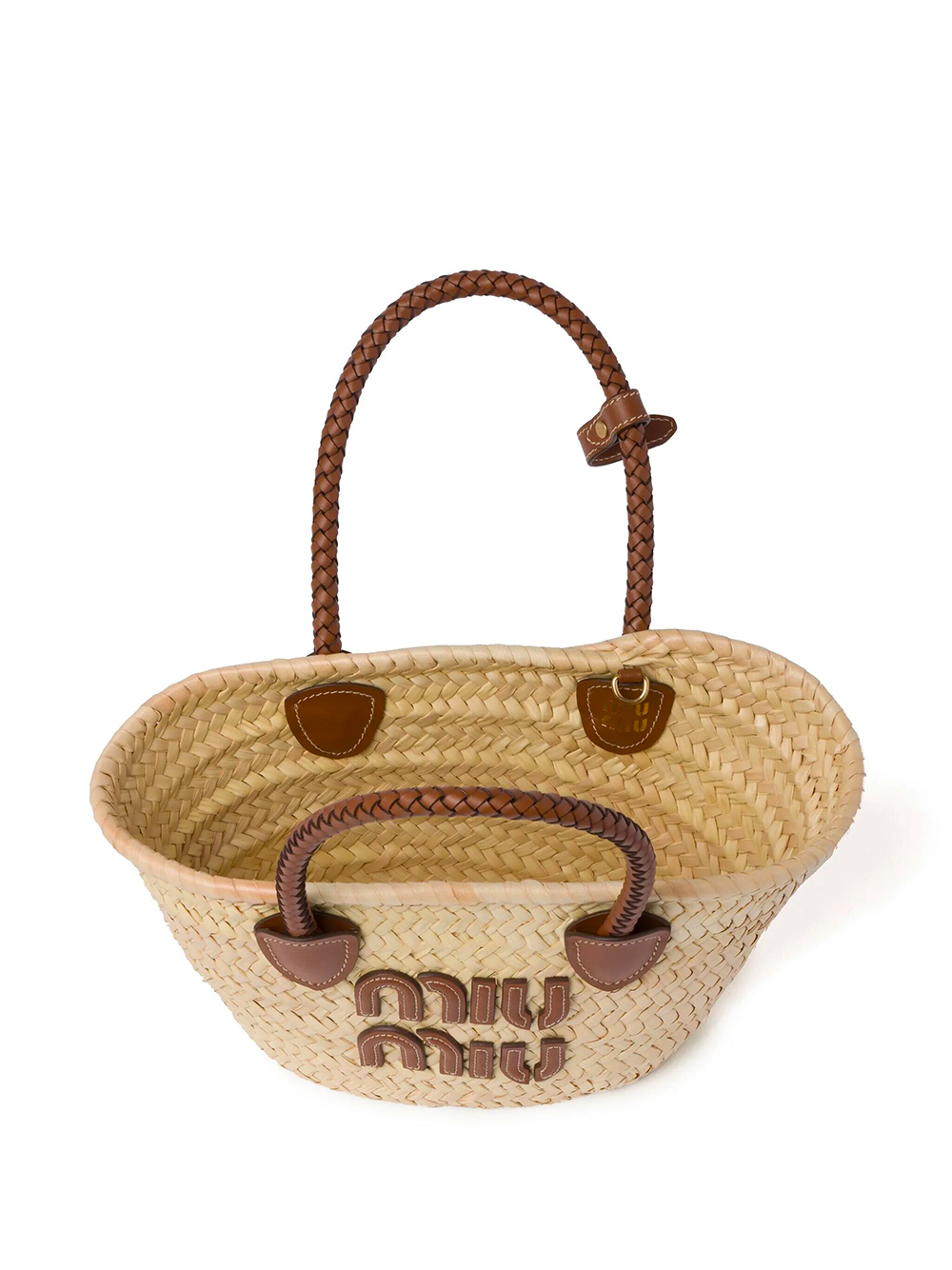 STRAW TOTE BAG WITH LEATHER TRIM 5BG273VOOO2DDHF0A5T (MIU MIU / トートバッグ ) | MIU MIU (ミュウミュウ)(2)