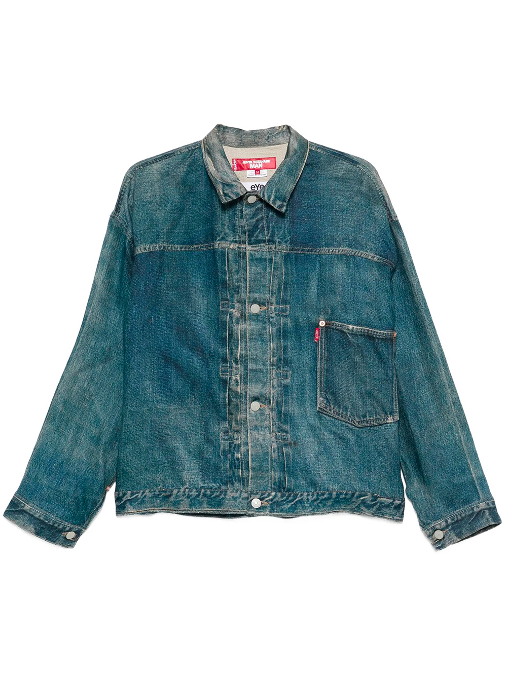 FADED-EFFECT CINCH-STRAP DENIM JACKET WQJ904101INDIGO (JUNYA WATANABE / カジュアルジャケット ) | JUNYA WATANABE (ジュンヤ ワタナベ)