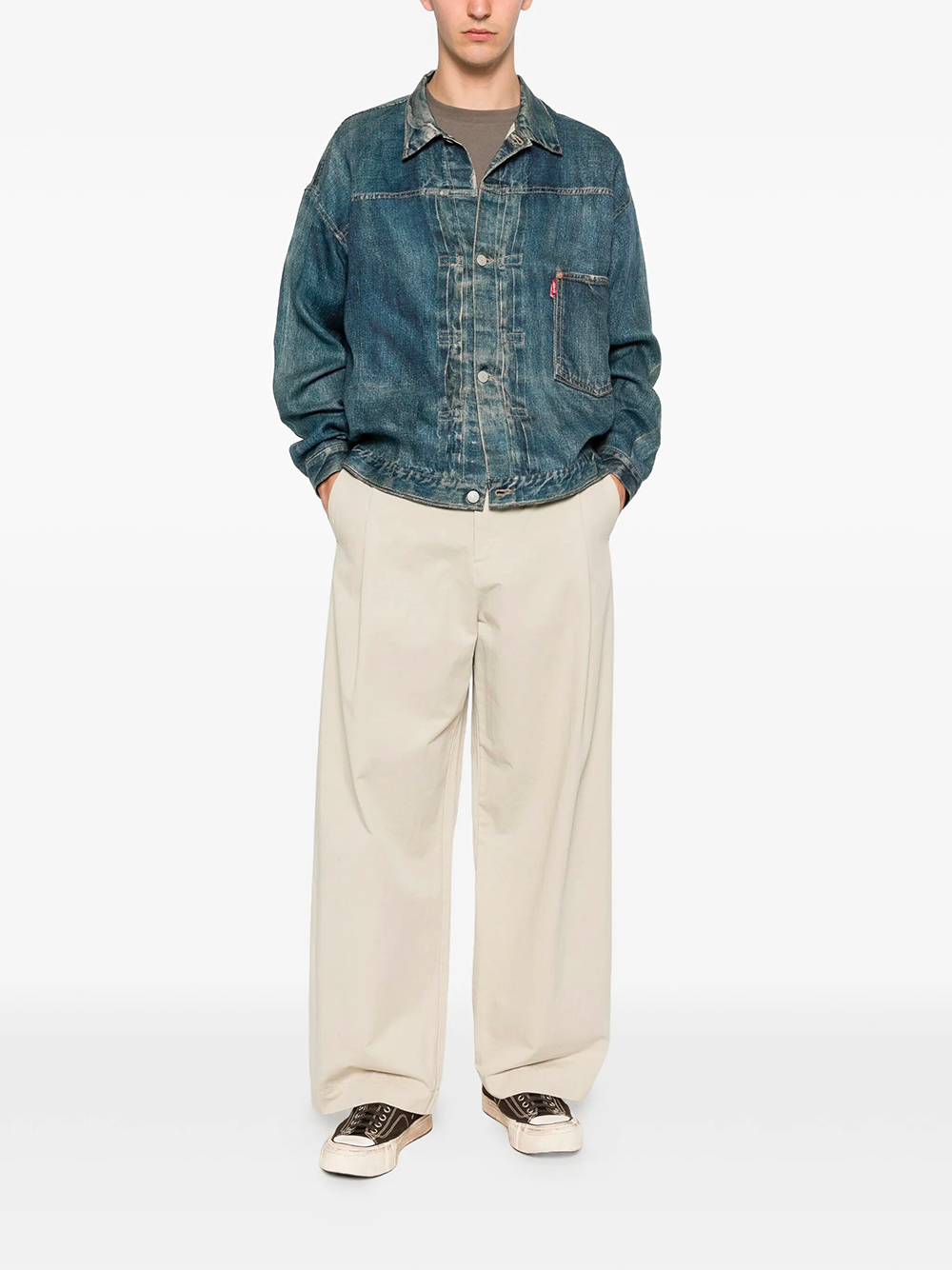 FADED-EFFECT CINCH-STRAP DENIM JACKET WQJ904101INDIGO (JUNYA WATANABE / カジュアルジャケット ) | JUNYA WATANABE (ジュンヤ ワタナベ)(2)