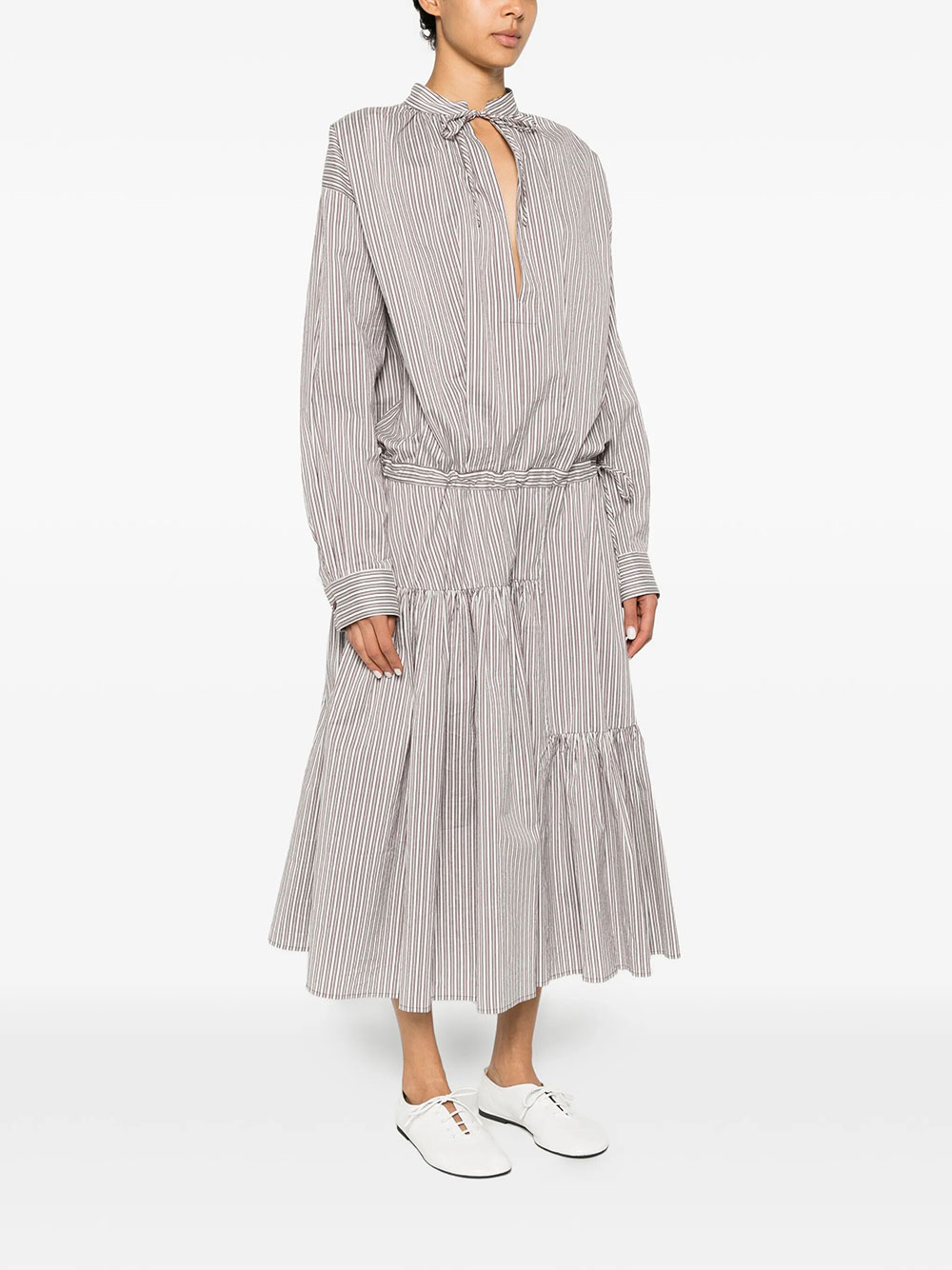 DENVO STRIPED SILK-BLEND LONG DRESS 0110503132703 (Dries Van Noten / ワンピース・ドレス・オールインワン ) | Dries Van Noten (ドリスヴァンノッテン)(1)