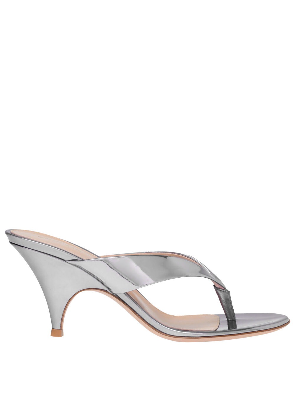 SOFIA THONG METALLIC-EFFECT LEATHER SANDALS G1013870RICMETSILVER (Gianvito Rossi / サンダル ) | Gianvito Rossi (ジャンヴィト ロッシ)