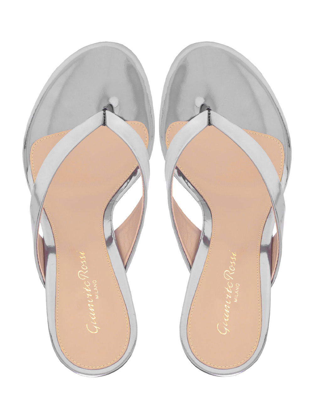 SOFIA THONG METALLIC-EFFECT LEATHER SANDALS G1013870RICMETSILVER (Gianvito Rossi / サンダル ) | Gianvito Rossi (ジャンヴィト ロッシ)(2)