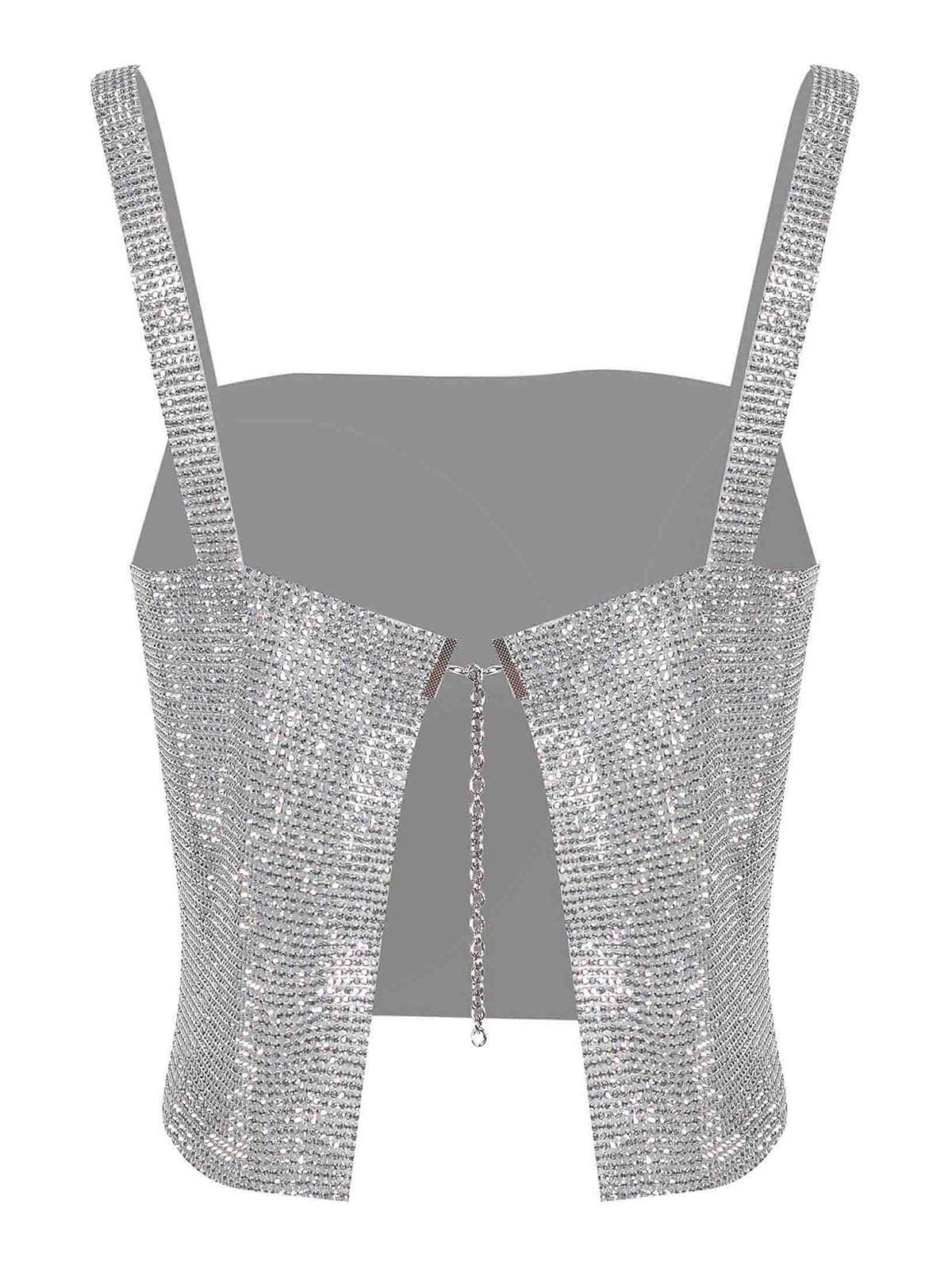 Top Twenty Fourhaitch Made Of Rhinestones A0121NEWCETUSARGENTO (TWENTYFOURHAITCH / タンクトップ・キャミソール ) | TWENTYFOURHAITCH (トゥウェンティフォーハイチ)(2)