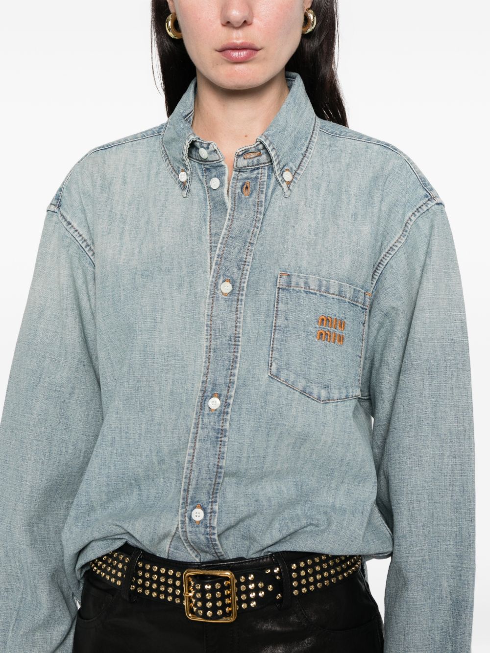 Miu Miu Shirts LIGHT BLUE GWC13318JIF0076 (MIU MIU / シャツ・ブラウス ) | MIU MIU (ミュウミュウ)(3)