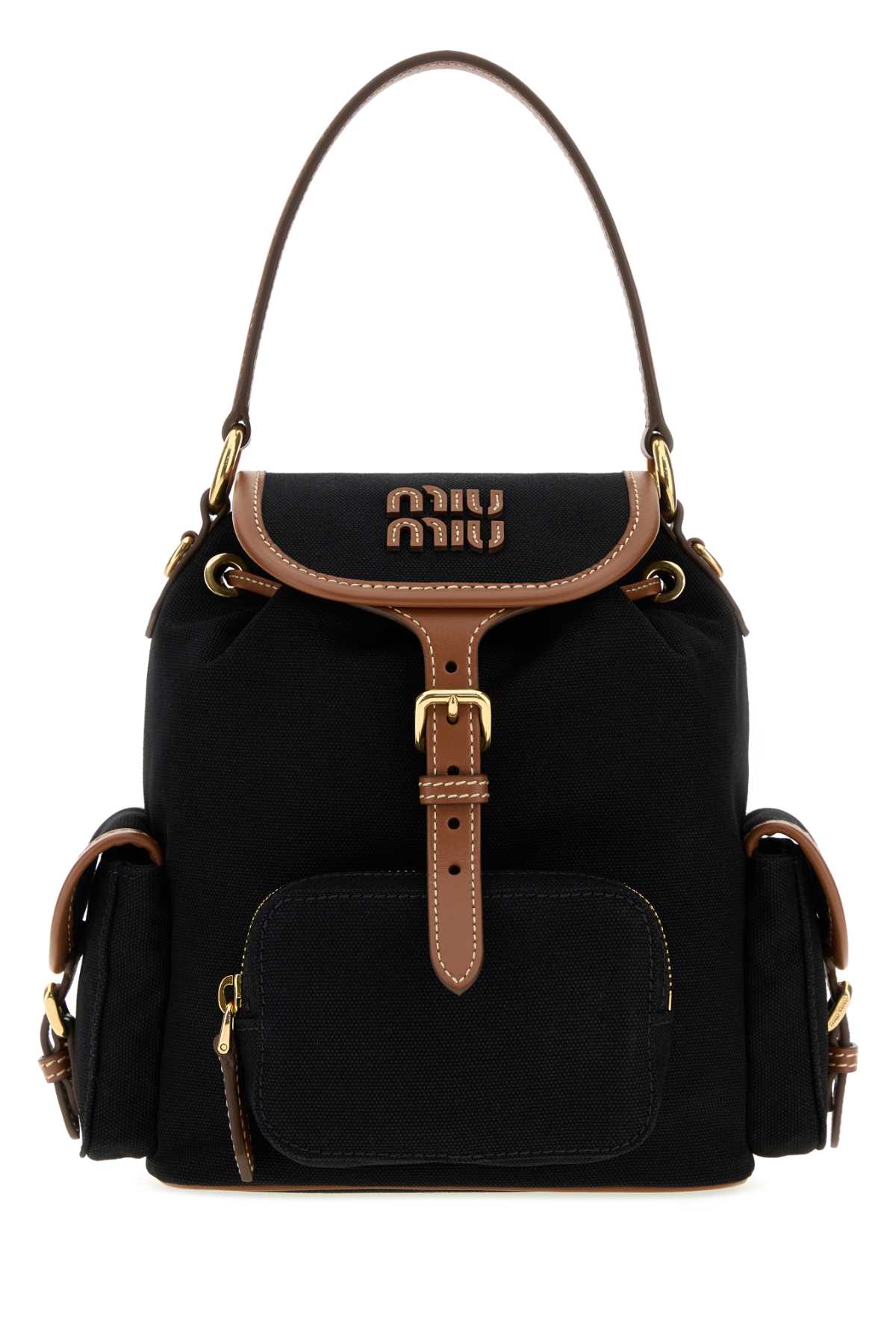 Black canvas backpack 5BZ043VOOM2IBQF0RS5 (MIU MIU / ハンドバッグ・ショルダーバッグ ) | MIU MIU (ミュウミュウ)