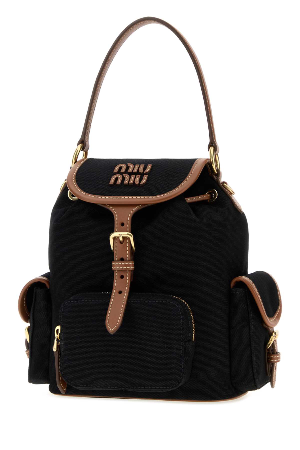 Black canvas backpack 5BZ043VOOM2IBQF0RS5 (MIU MIU / ハンドバッグ・ショルダーバッグ ) | MIU MIU (ミュウミュウ)(1)