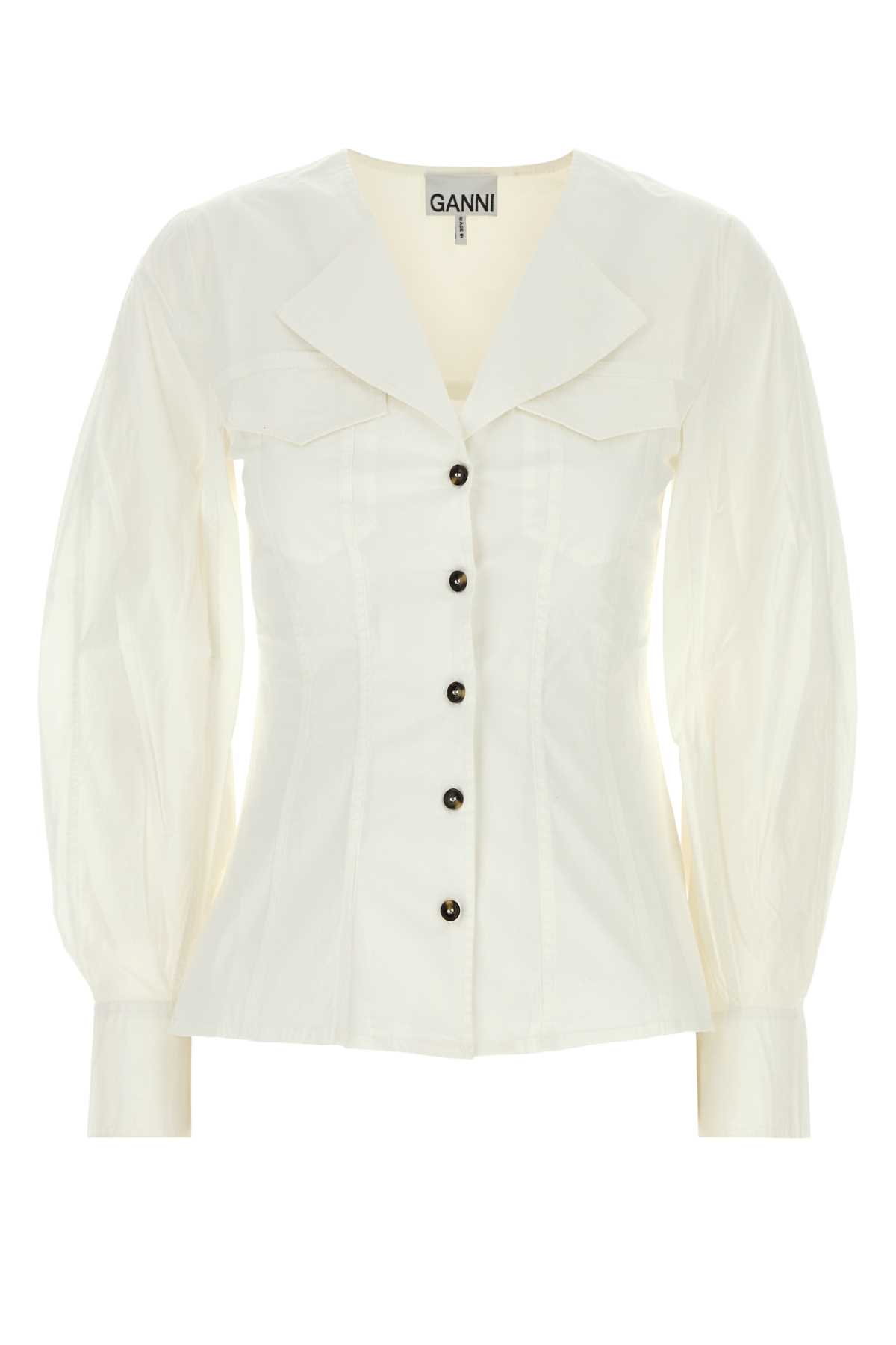 White stretch cotton shirt A1040353151 (GANNI / シャツ・ブラウス ) | GANNI (ガニー)
