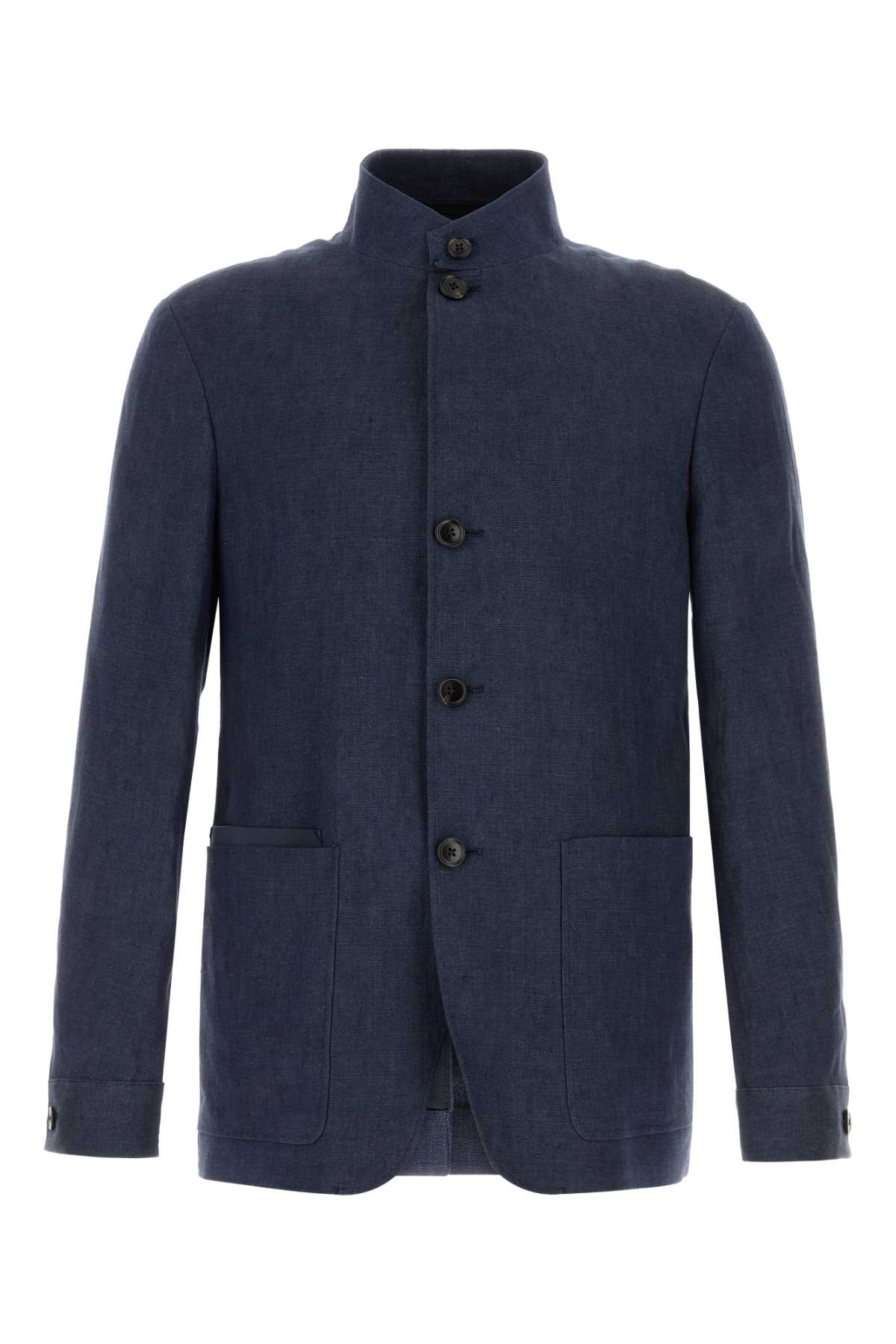 Navy blue linen blazer R373C74A31VHKQ07R (ZEGNA / ブレザー・ジャケット ) | ZEGNA (ゼニア)