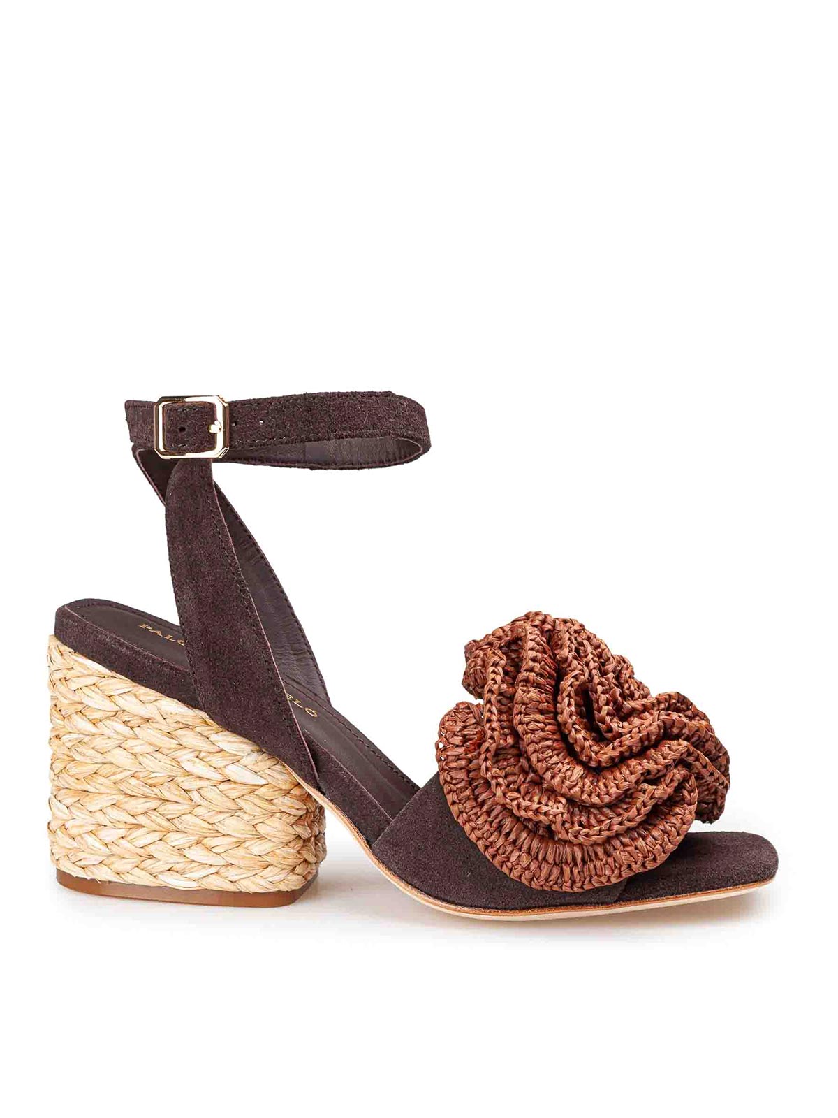 Suede sandal with raffia heel 301904TERESSA (PALOMA BARCELÓ / サンダル ) | PALOMA BARCELÓ (パロマバルセロ)