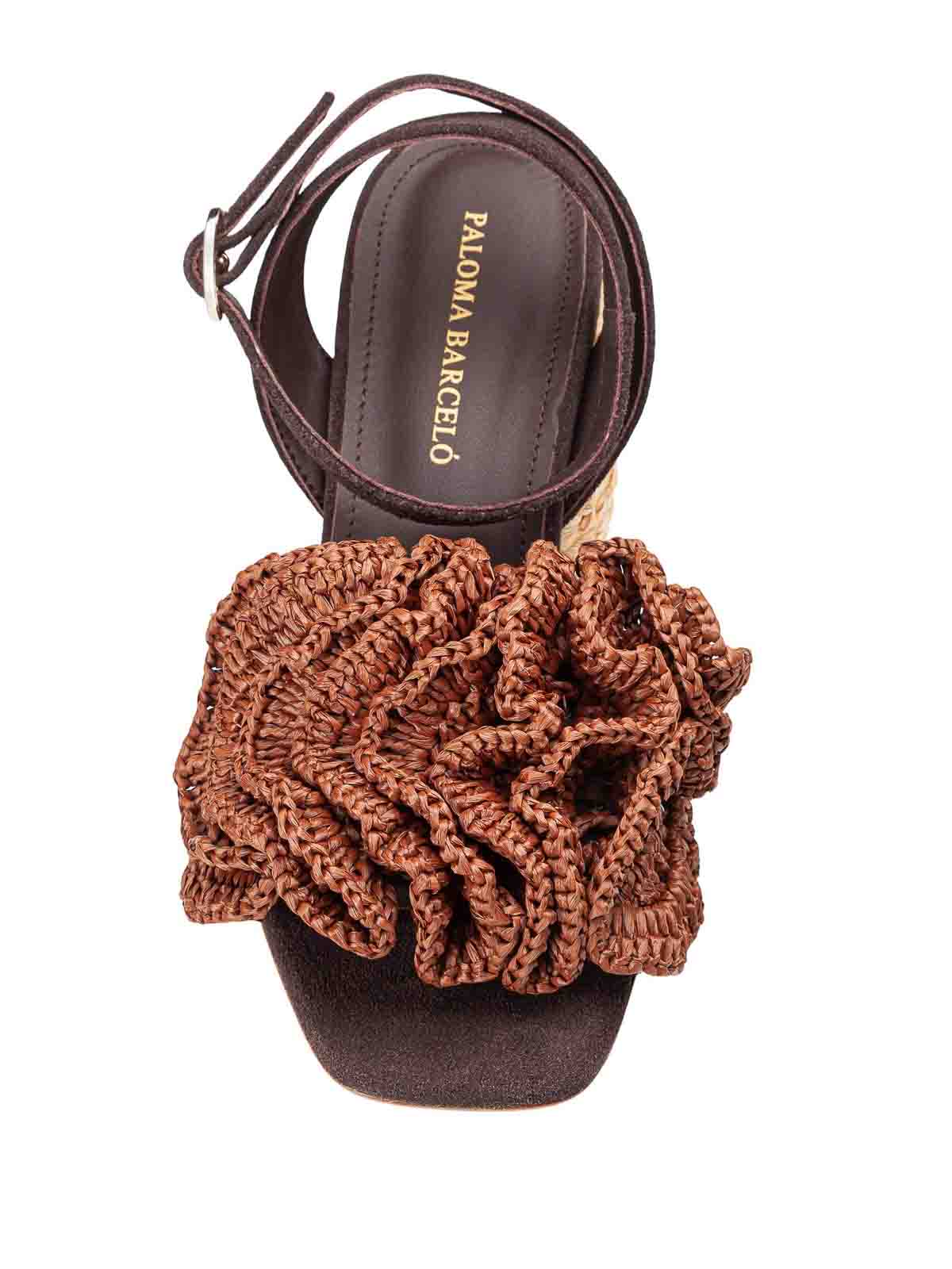 Suede sandal with raffia heel 301904TERESSA (PALOMA BARCELÓ / サンダル ) | PALOMA BARCELÓ (パロマバルセロ)(1)