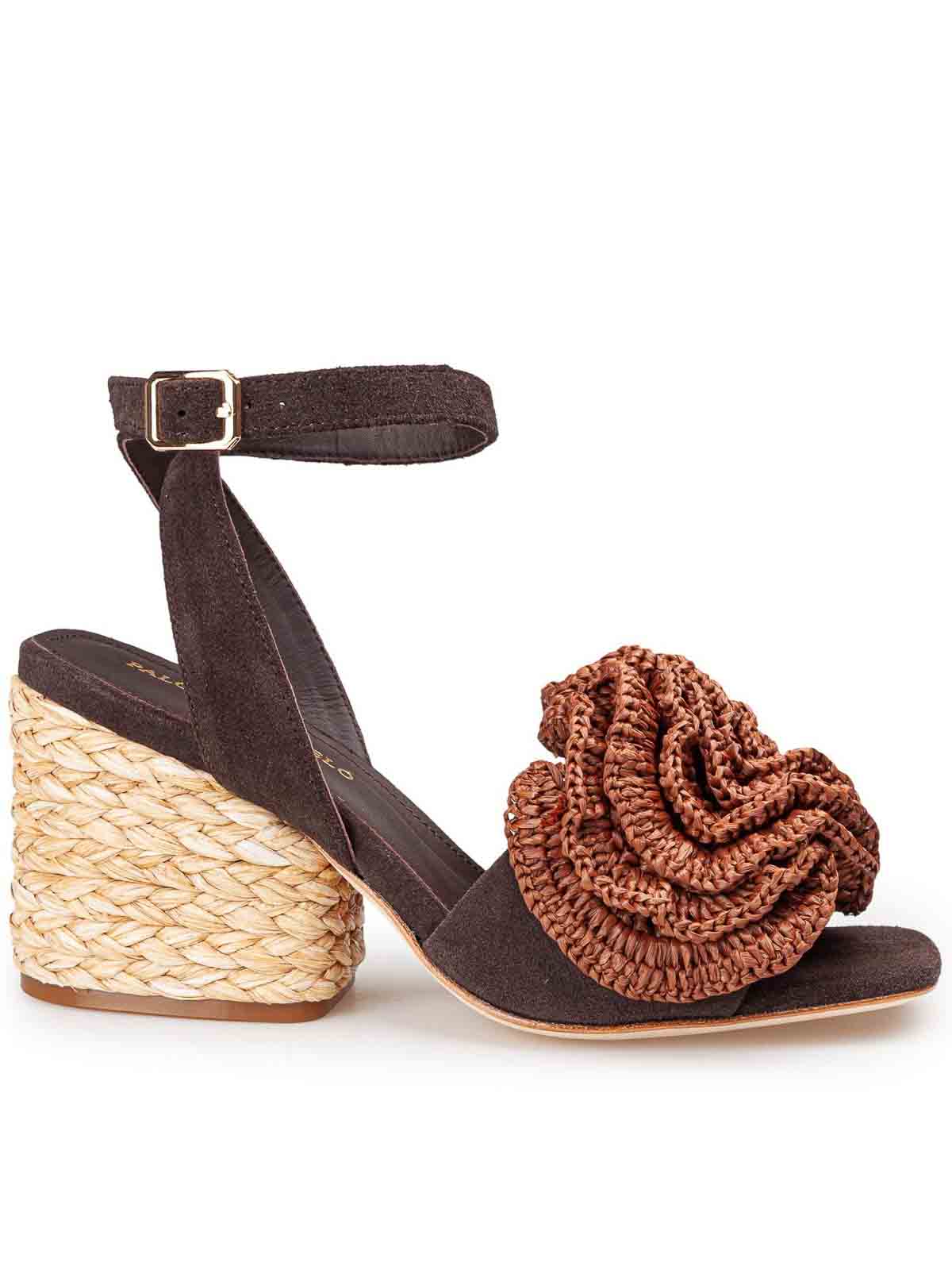 Suede sandal with raffia heel 301904TERESSA (PALOMA BARCELÓ / サンダル ) | PALOMA BARCELÓ (パロマバルセロ)(3)