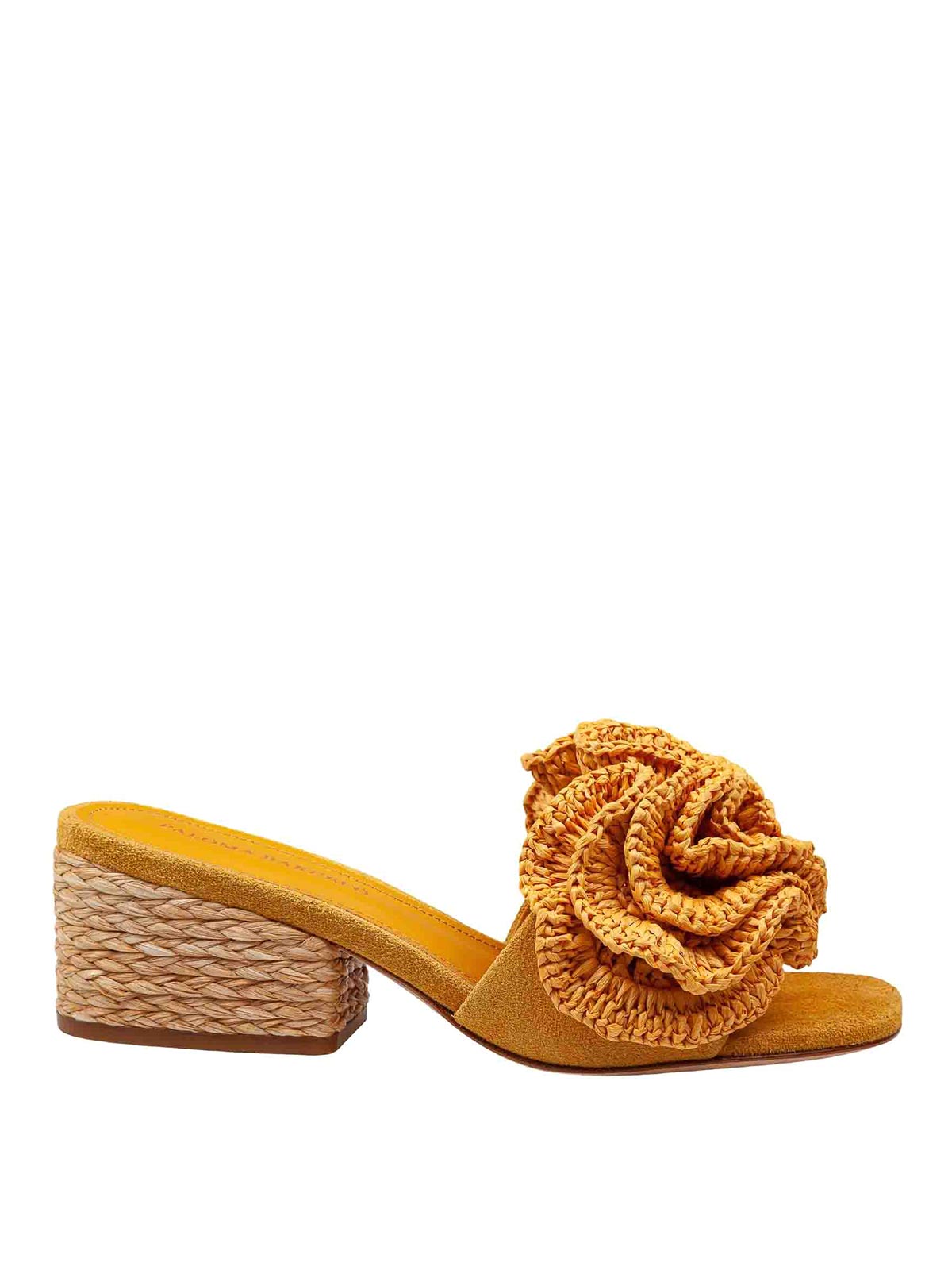 Suede mules with raffia heel 301903POLLY (PALOMA BARCELÓ / サンダル ) | PALOMA BARCELÓ (パロマバルセロ)