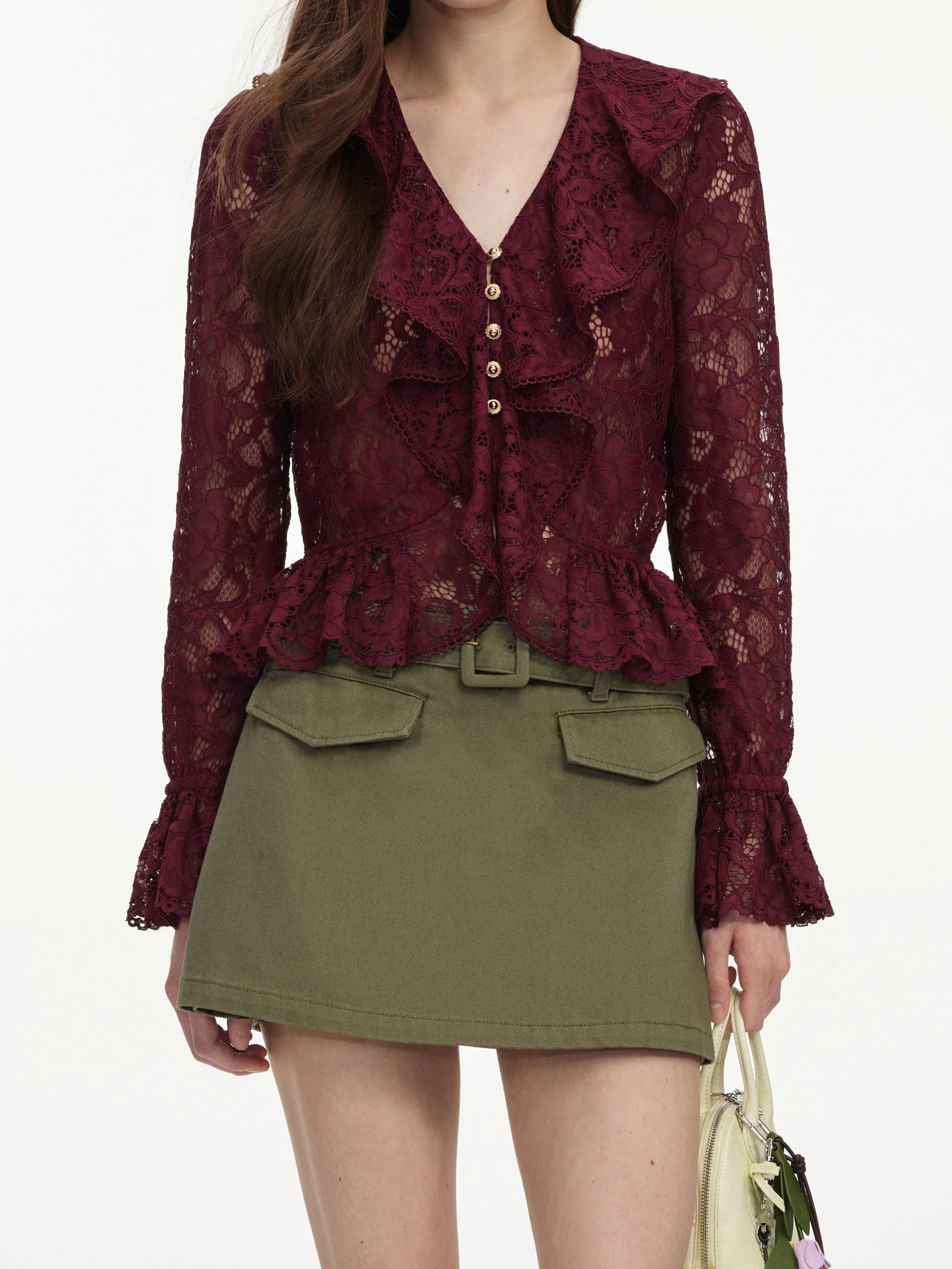 SELF PORTRAIT Shirts PF26102TBUBURGUNDY (self-portrait / シャツ・ブラウス ) | self-portrait (セルフ・ポートレイト)