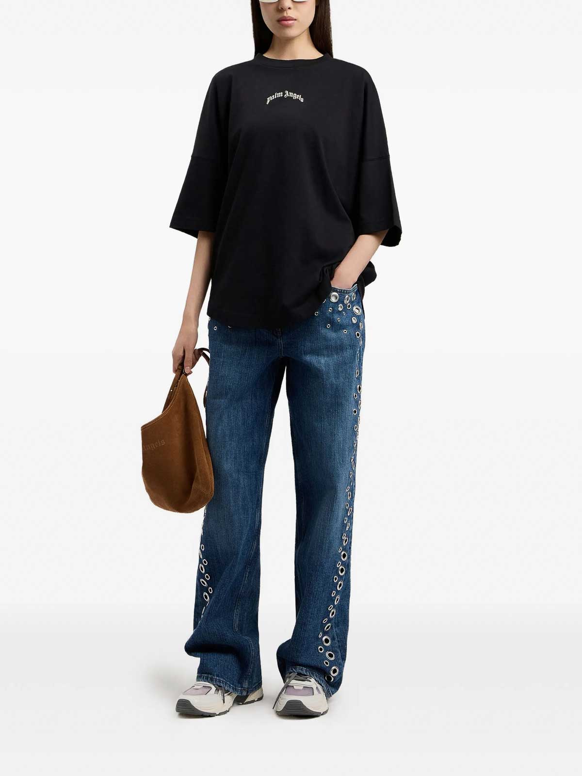 Curved Logo Over Tee PWAA07CS26JER002100A (Palm Angels / Tシャツ・カットソー ) | Palm Angels (パームエンジェルス)(1)