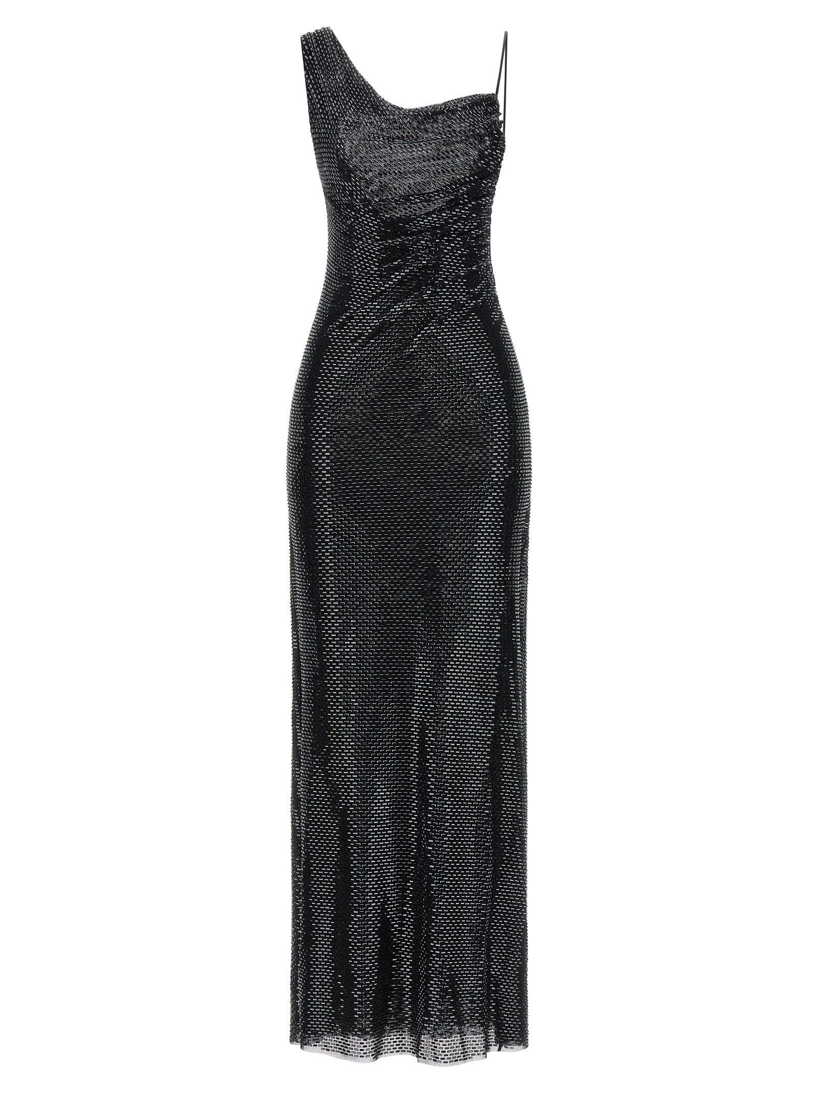 'Black Rhinestone Draped Maxi' dress PF26041XBBLACK (self-portrait / ワンピース・ドレス・オールインワン ) | self-portrait (セルフ・ポートレイト)