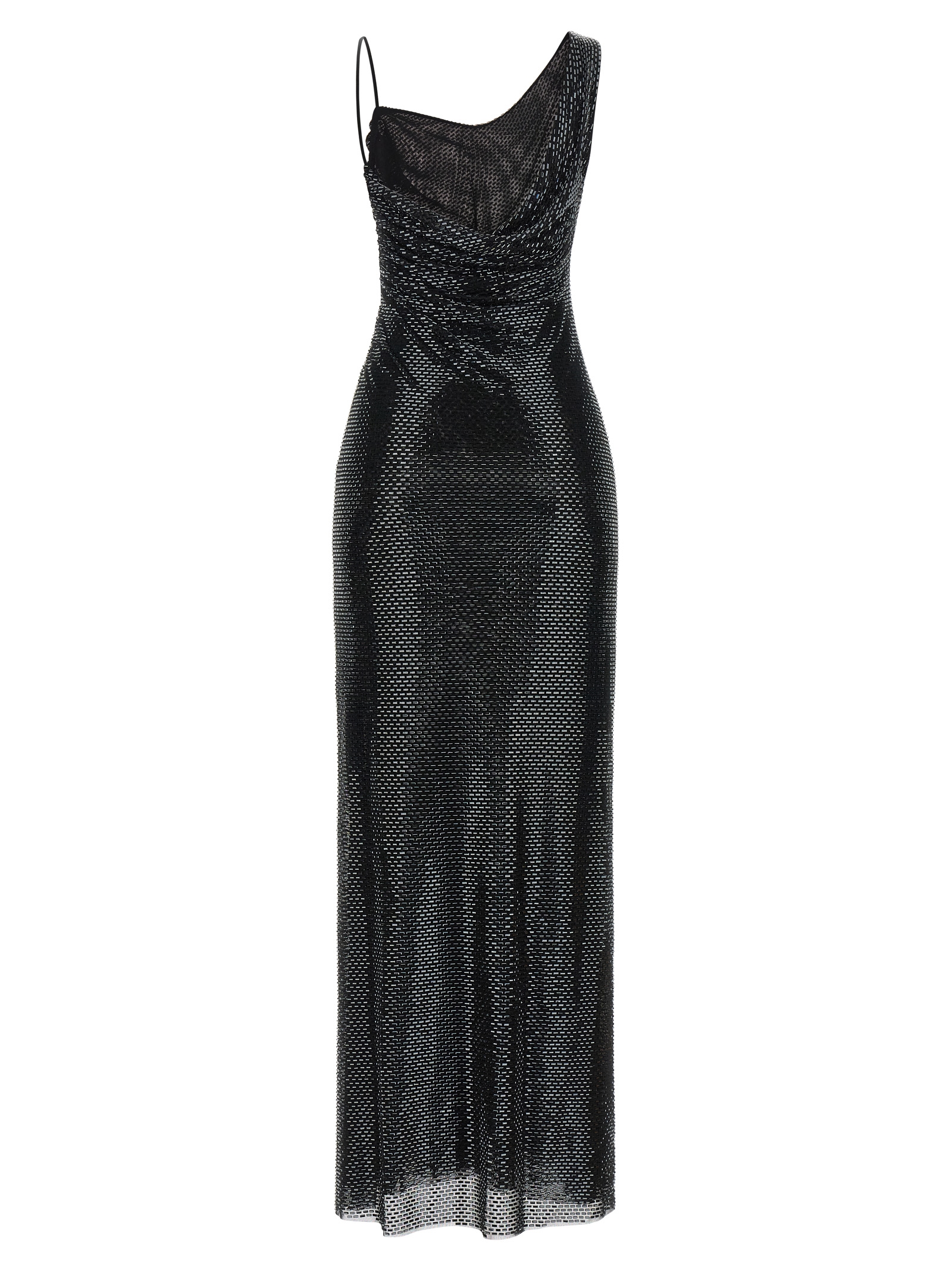 'Black Rhinestone Draped Maxi' dress PF26041XBBLACK (self-portrait / ワンピース・ドレス・オールインワン ) | self-portrait (セルフ・ポートレイト)(1)