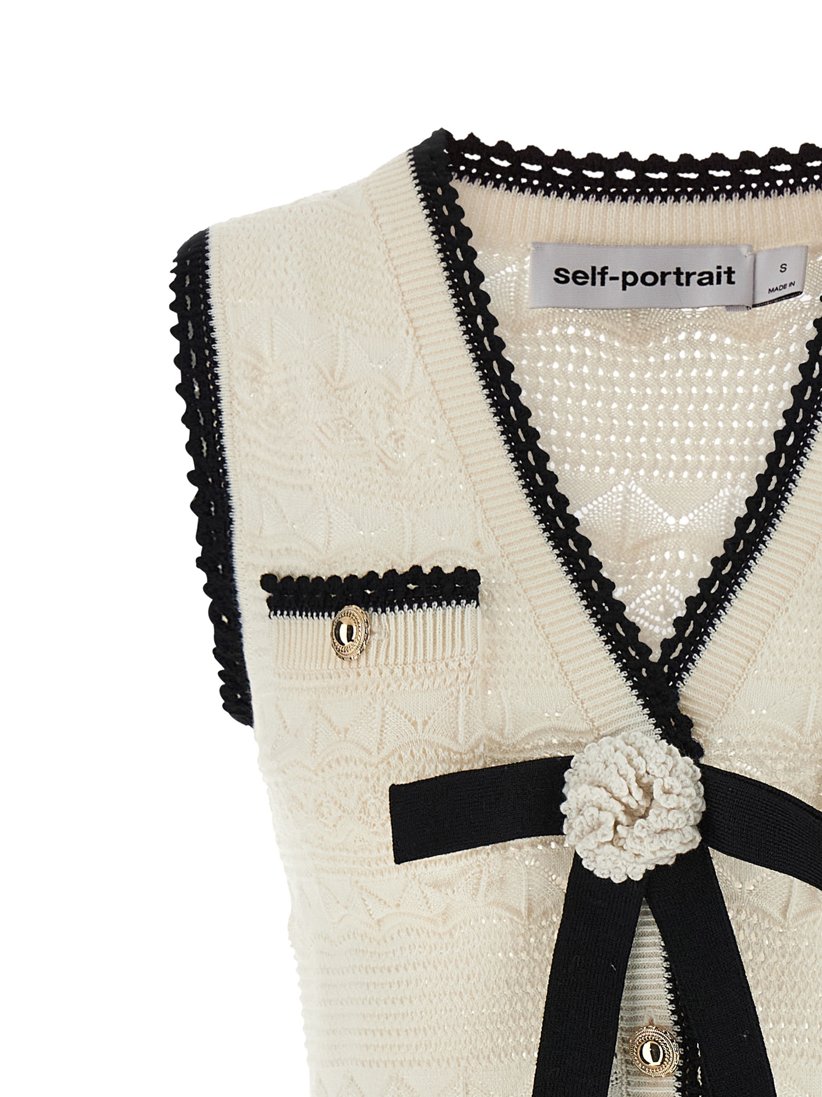 'White Pointelle Knit Mini' dress PF26075SCWWHITE (self-portrait / ワンピース・ドレス・オールインワン ) | self-portrait (セルフ・ポートレイト)(2)
