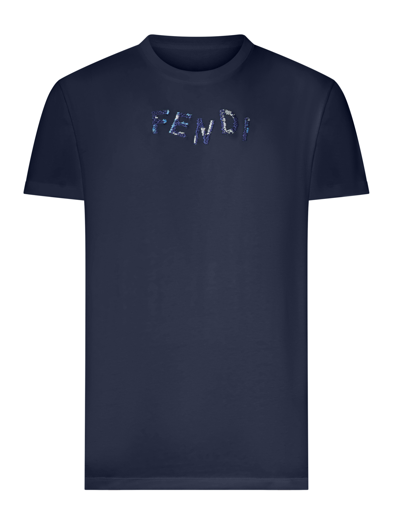 BLUE COTTON T-SHIRT WITH FRONT LOGO FY1319AUOBF0PTH (FENDI / Tシャツ・カットソー ) | FENDI (フェンディ)