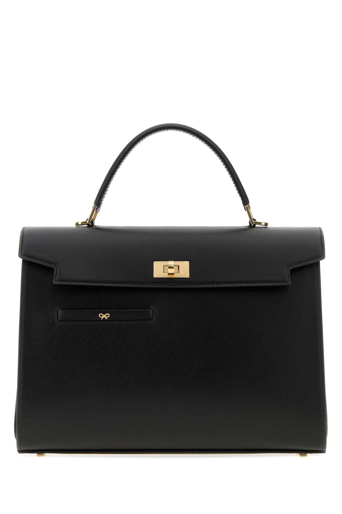 Black leather Mortimer handbag 5050925199421BLACK (ANYA HINDMARCH / ハンドバッグ・ショルダーバッグ ) | ANYA HINDMARCH (アニヤ・ハインドマーチ)