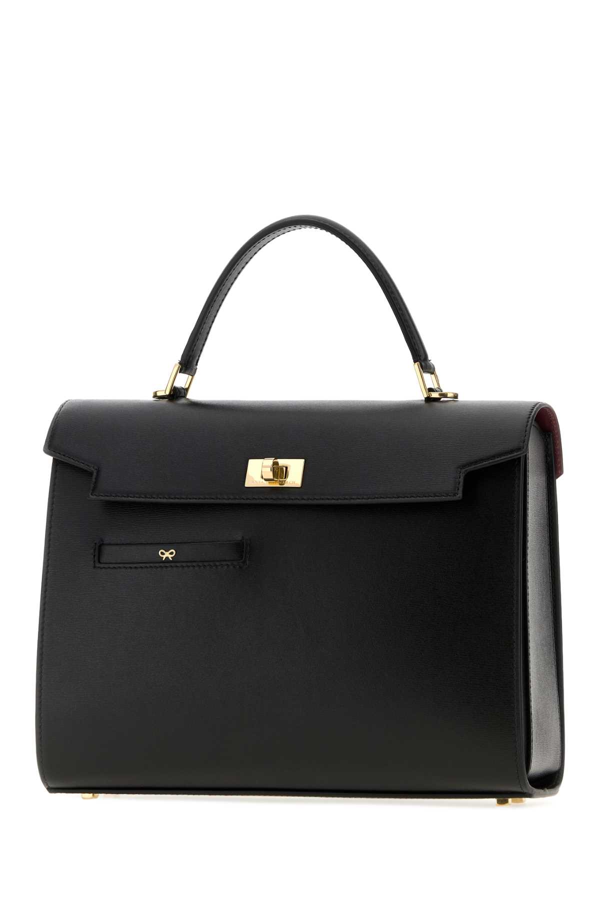Black leather Mortimer handbag 5050925199421BLACK (ANYA HINDMARCH / ハンドバッグ・ショルダーバッグ ) | ANYA HINDMARCH (アニヤ・ハインドマーチ)(1)