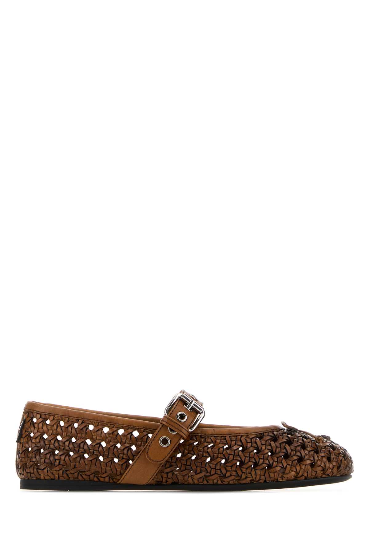 Brown leather ballerinas 5F684EF0053ZN7F0046 (MIU MIU / フラットシューズ ) | MIU MIU (ミュウミュウ)