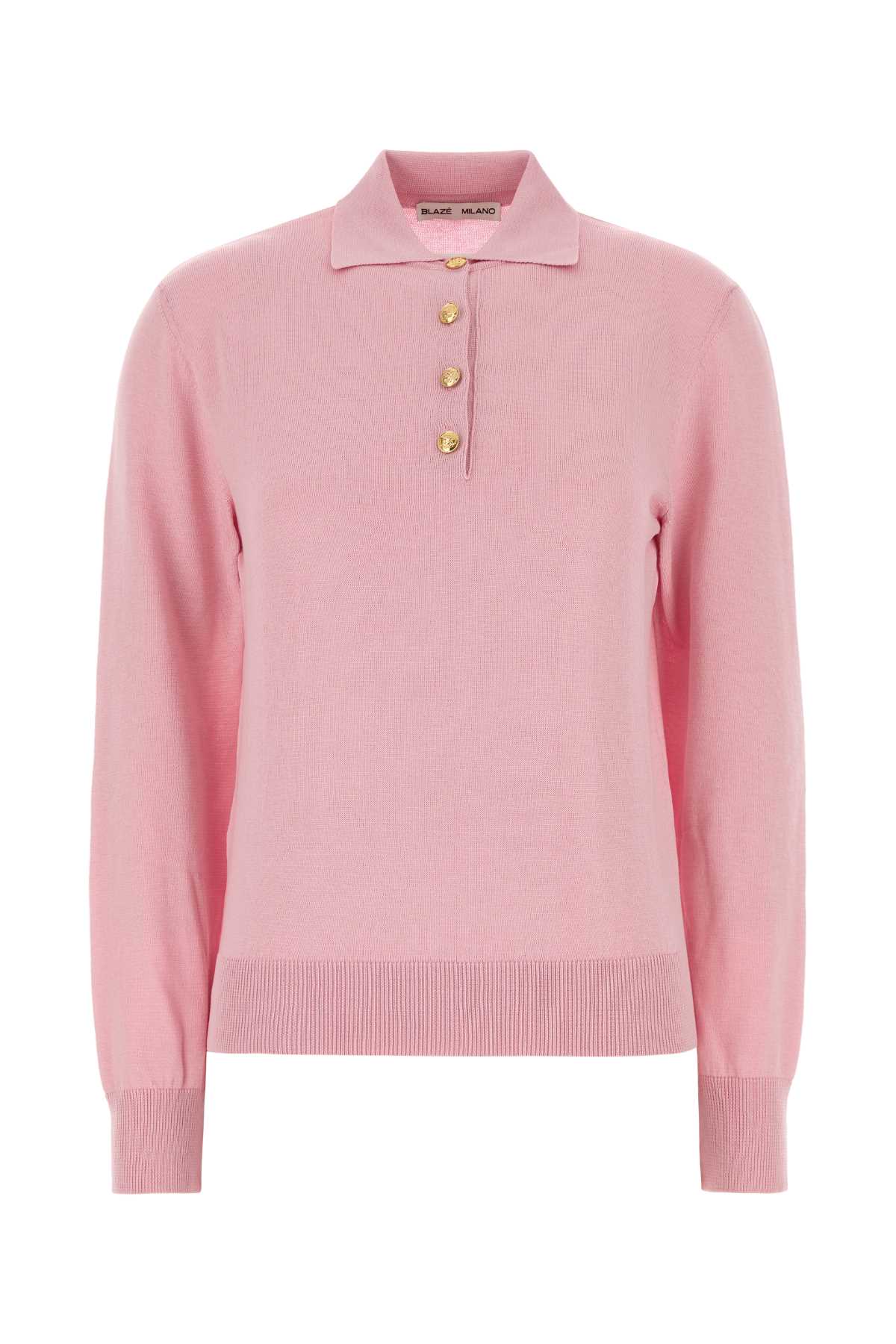 Pink silk blend polo shirt PUKNI13COSEP004 (BLAZE MILANO / ニット・セーター・カーディガン ) | BLAZE MILANO (ブレーズ ミラノ)