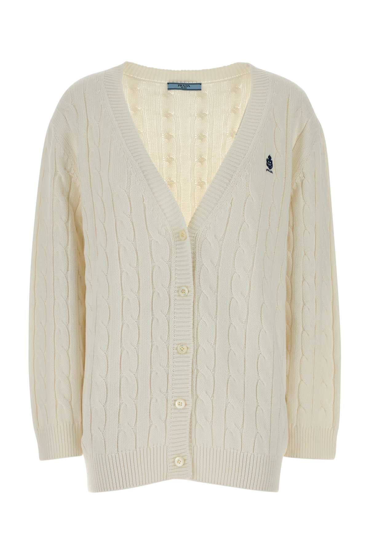 White cotton cardigan P25O34SOOO19VLF0009 (Prada / ニット・セーター・カーディガン ) | Prada (プラダ)