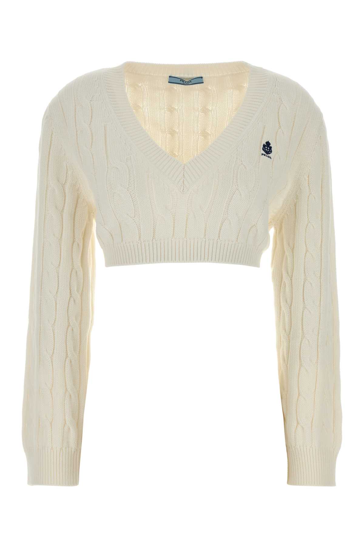 White cotton sweater P24D3NSOOO19VLF0009 (Prada / ニット・セーター・カーディガン ) | Prada (プラダ)