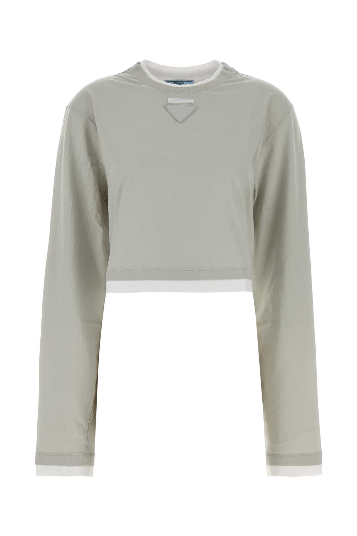 Grey cotton t-shirt 34693SOOO15ZGF0K44 (Prada / Tシャツ・カットソー ) | Prada (プラダ)