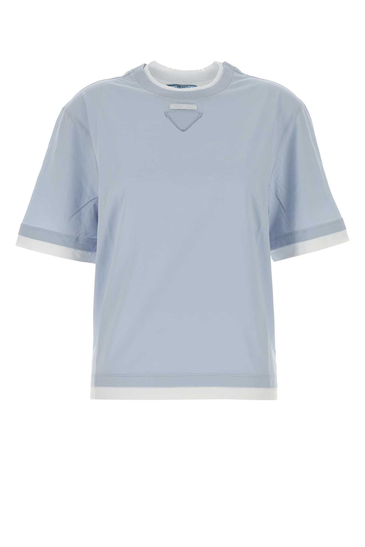 Powder blue cotton t-shirt 3579BSOOO15ZGF0M10 (Prada / Tシャツ・カットソー ) | Prada (プラダ)