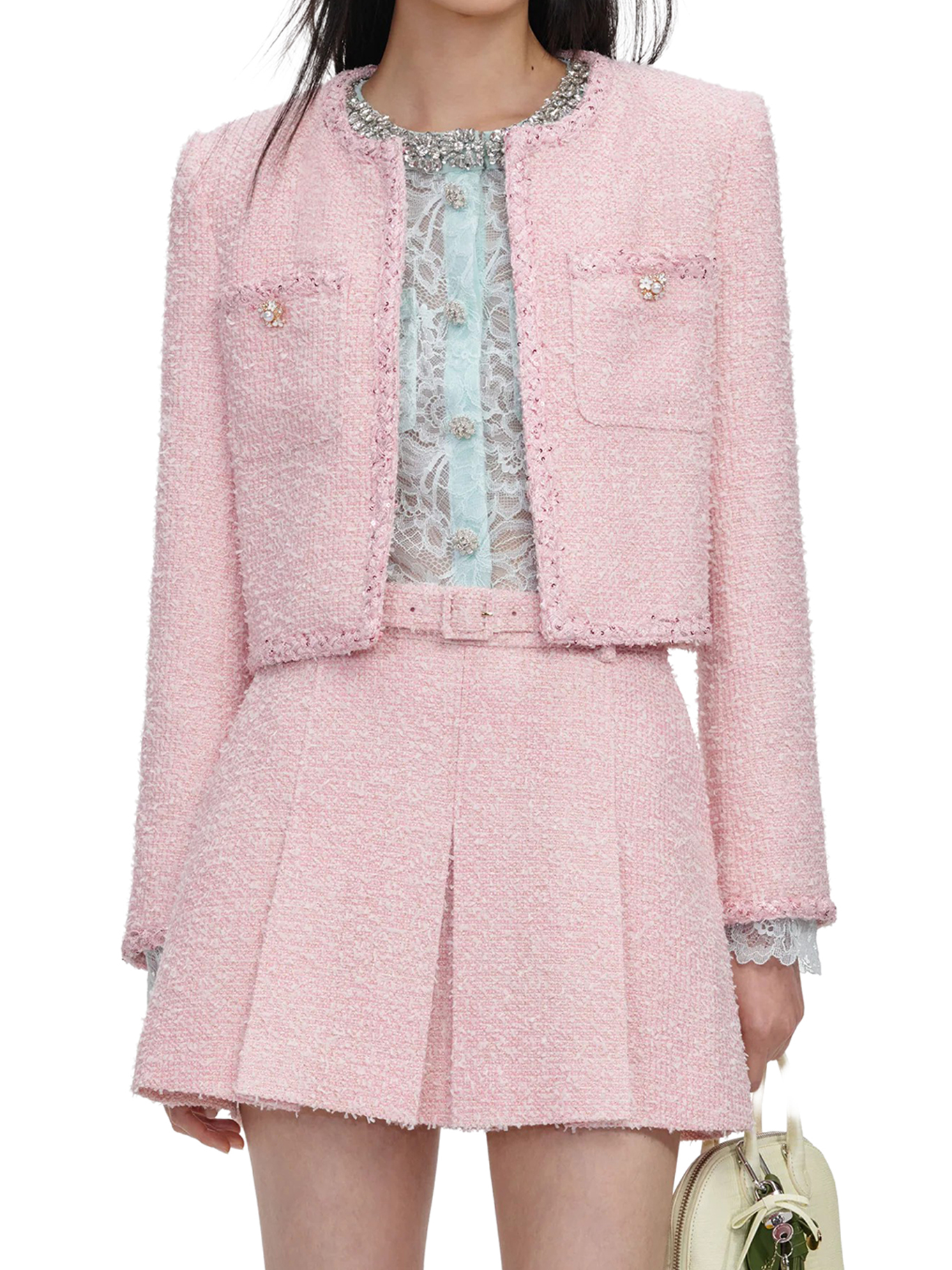 CROPPED BOUCLE JACKET PF26112JPPINK (self-portrait / ブレザー・ジャケット ) | self-portrait (セルフ・ポートレイト)(2)