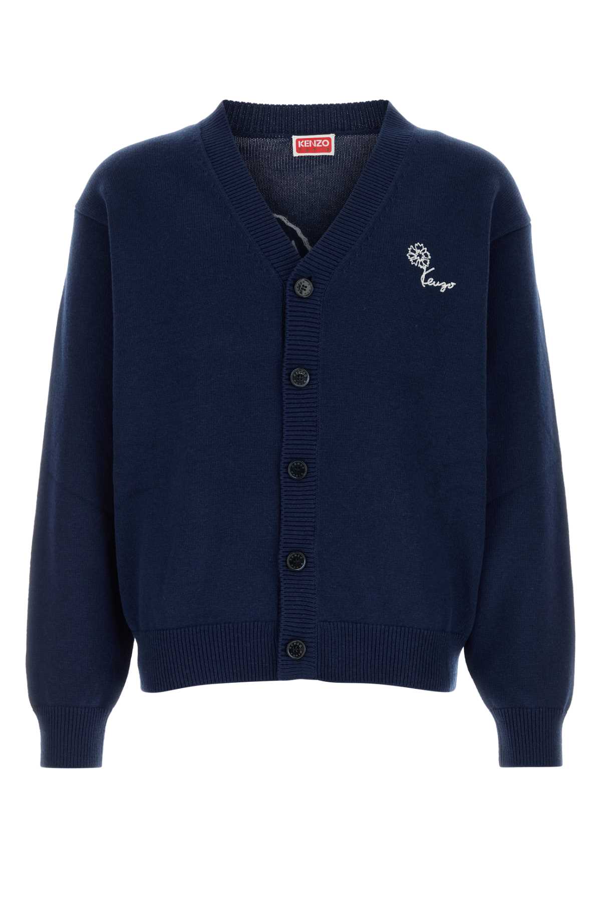 Navy blue wool blend cardigan FG65CA8163EA79 (KENZO / ニット・セーター・カーディガン ) | KENZO (ケンゾー)