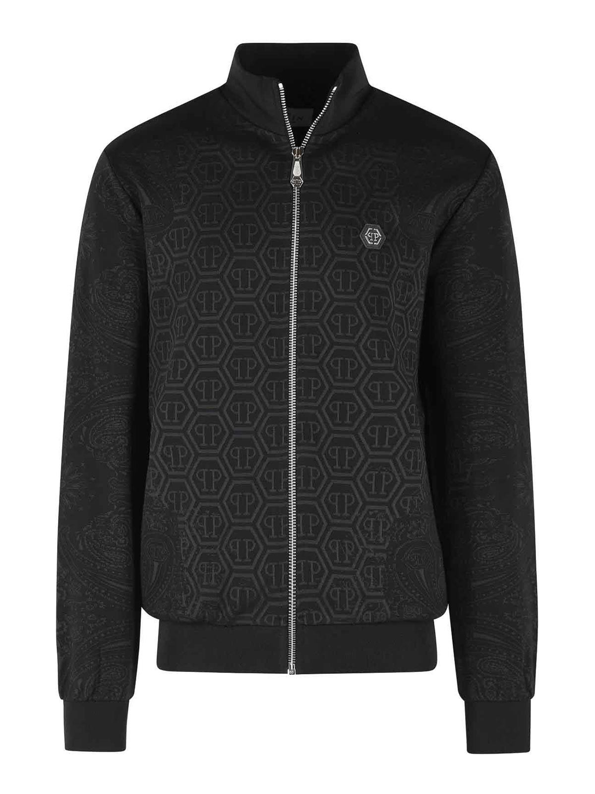 Black Cotton Blend Sweatshirt SAFCMJB3861PTE003N02 (PHILIPP PLEIN / スウェット・フーディー ) | PHILIPP PLEIN (フィリップ プレイン)