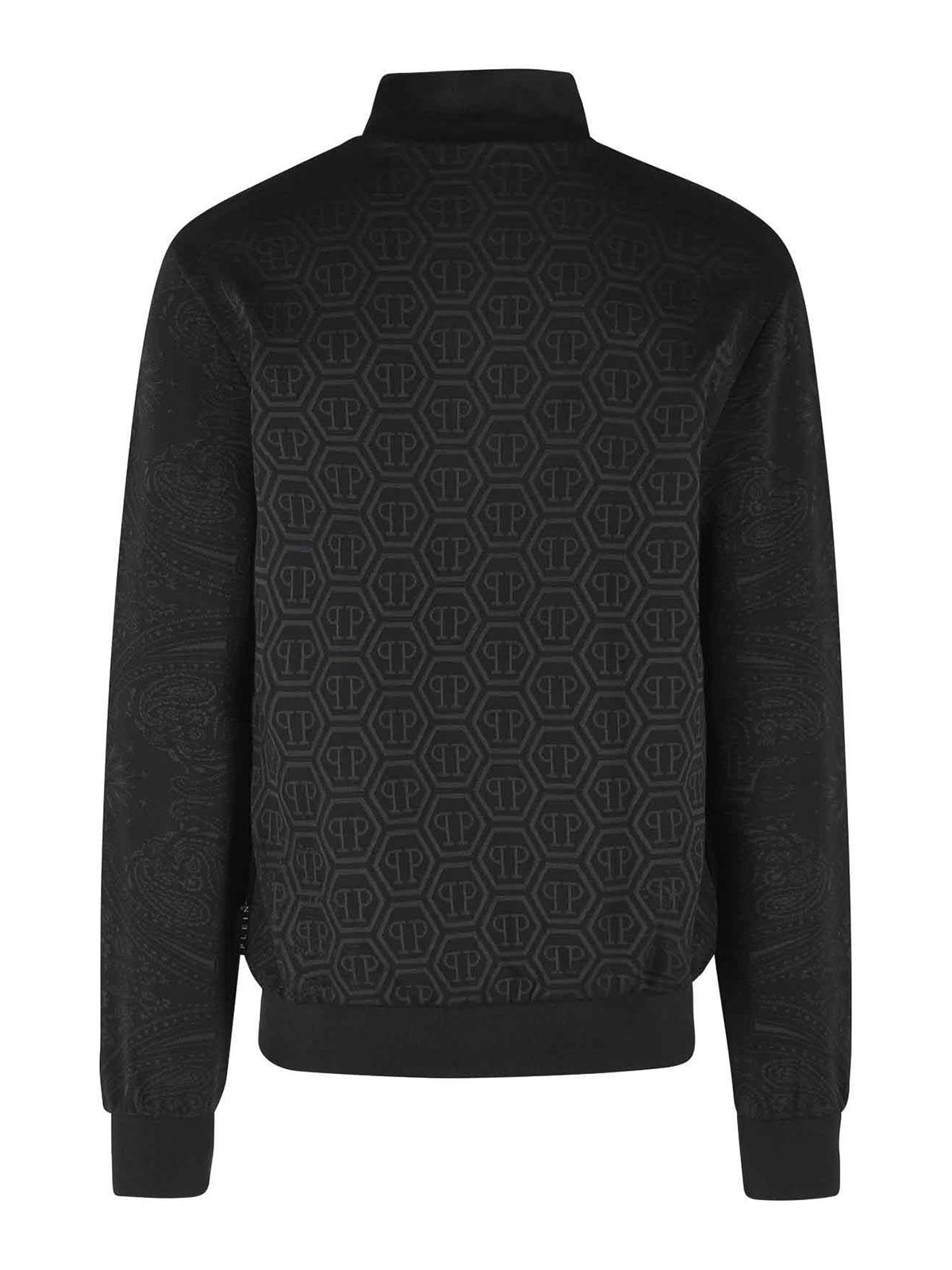 Black Cotton Blend Sweatshirt SAFCMJB3861PTE003N02 (PHILIPP PLEIN / スウェット・フーディー ) | PHILIPP PLEIN (フィリップ プレイン)(1)