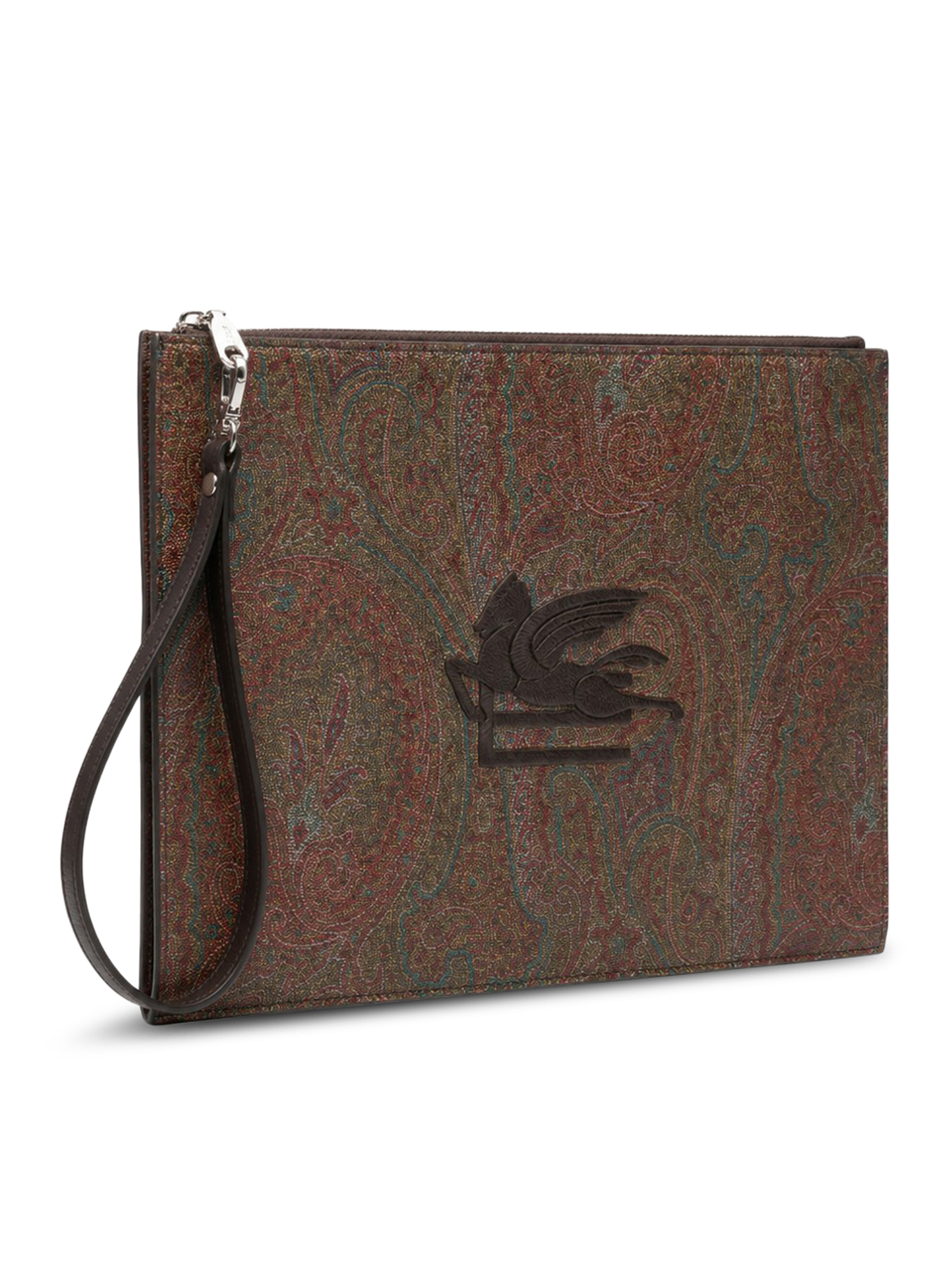 BROWN PAISLEY JACQUARD CANVAS CLUTCH WITH LOGO EMBROIDERY ON THE FRONT AND WRIST STRAP MP2C0006AA086M0019 (ETRO / 財布・カードケース ) | ETRO (エトロ)(1)