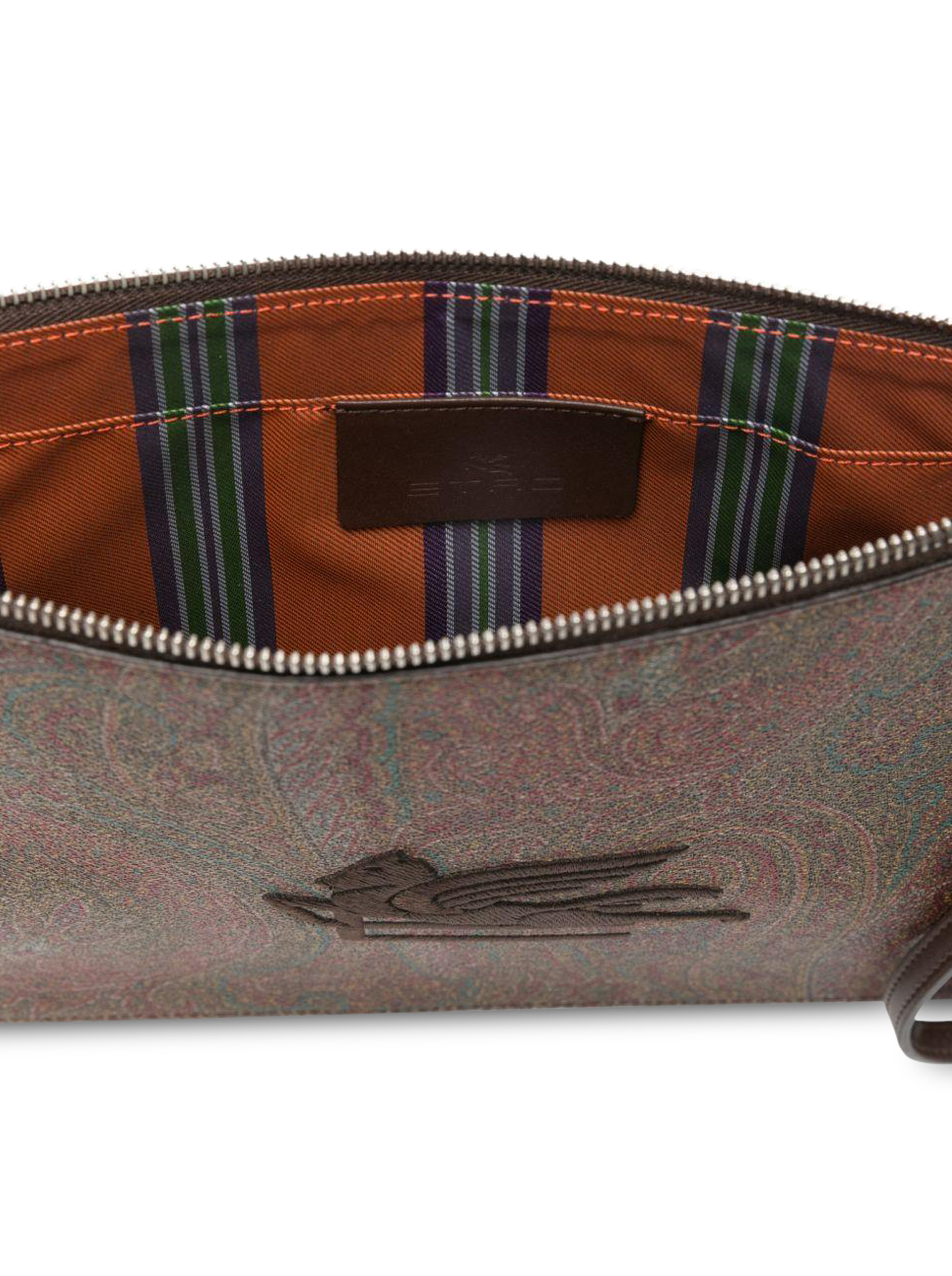 BROWN PAISLEY JACQUARD CANVAS CLUTCH WITH LOGO EMBROIDERY ON THE FRONT AND WRIST STRAP MP2C0006AA086M0019 (ETRO / 財布・カードケース ) | ETRO (エトロ)(3)