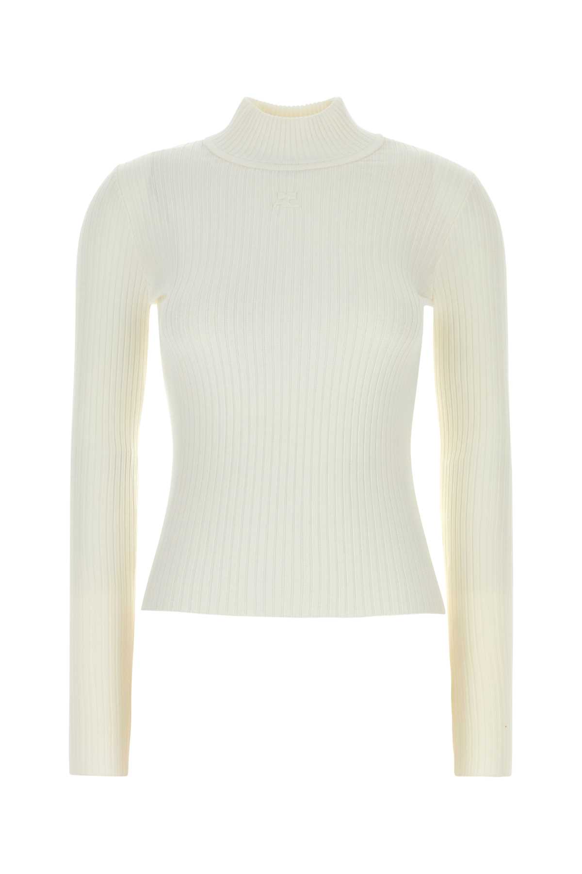 White viscose blend sweater PERMPU022FI00010001 (Courrèges / パンツ ) | Courrèges (クレージュ)