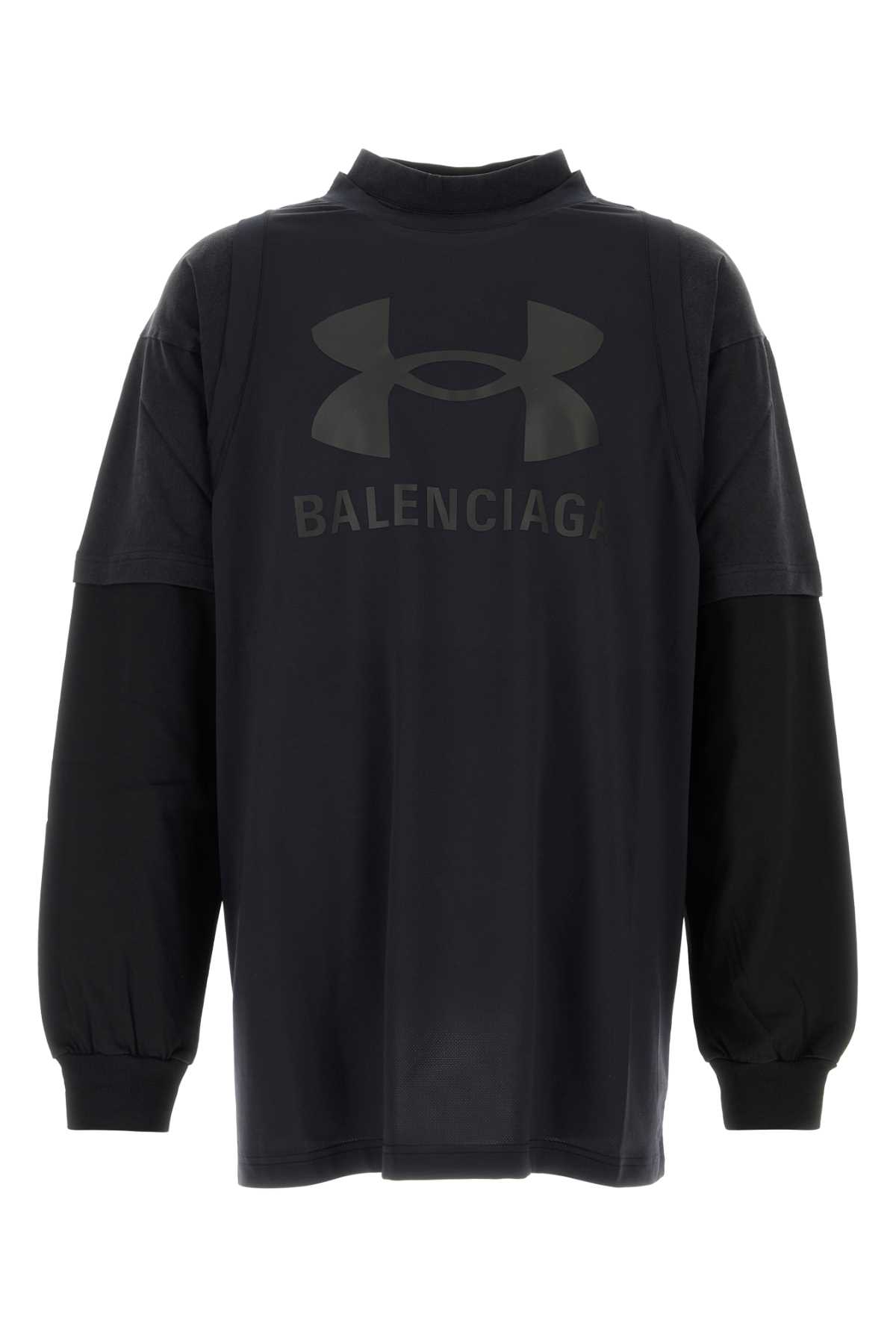 Black polyester and cotton Balenciaga X Under Armour layered oversize t-shirt 818087TRVY11000 (Balenciaga / Tシャツ・カットソー ) | Balenciaga (バレンシアガ)