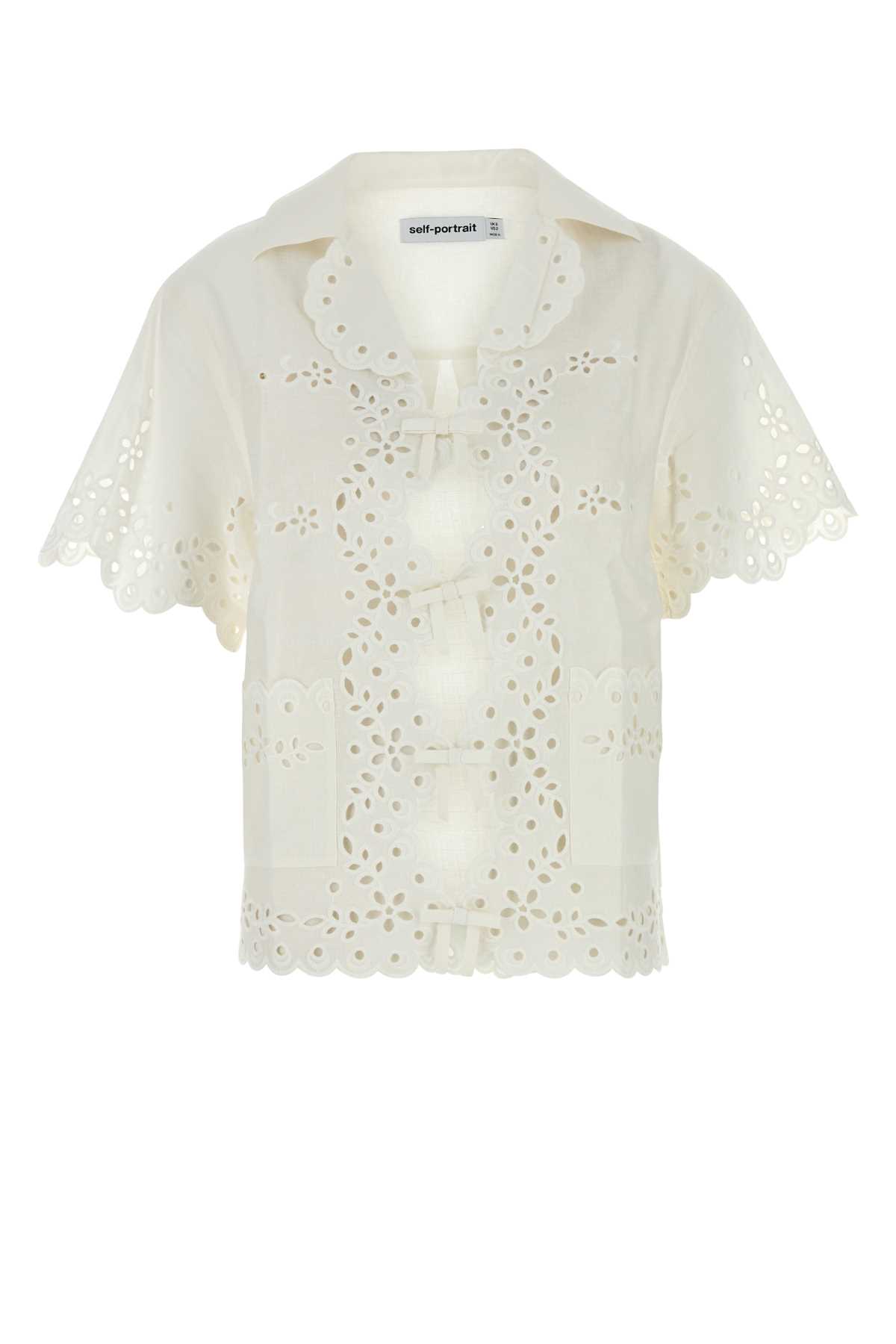 White linen blend top SS25128TCCREAM (self-portrait / タンクトップ・キャミソール ) | self-portrait (セルフ・ポートレイト)