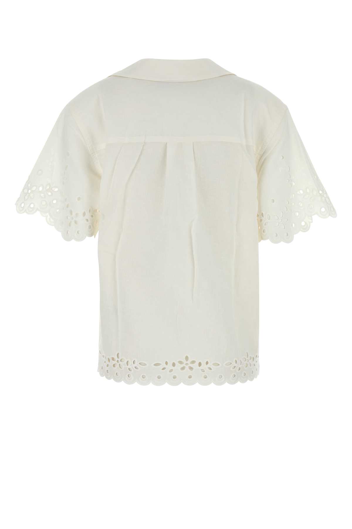 White linen blend top SS25128TCCREAM (self-portrait / タンクトップ・キャミソール ) | self-portrait (セルフ・ポートレイト)(1)