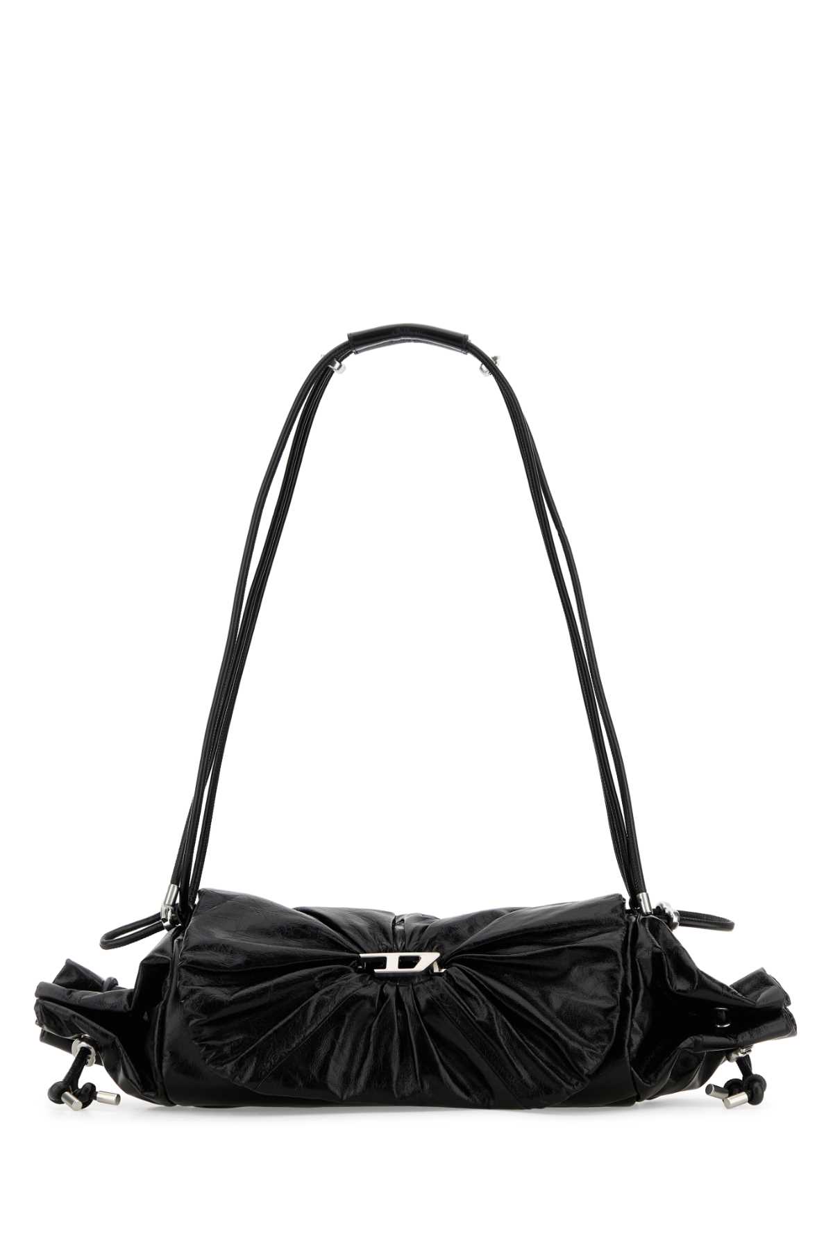 Black leather medium Scrunch-D shoulder bag X10182P1003T8013 (Diesel / ハンドバッグ・ショルダーバッグ ) | Diesel (ディーゼル)