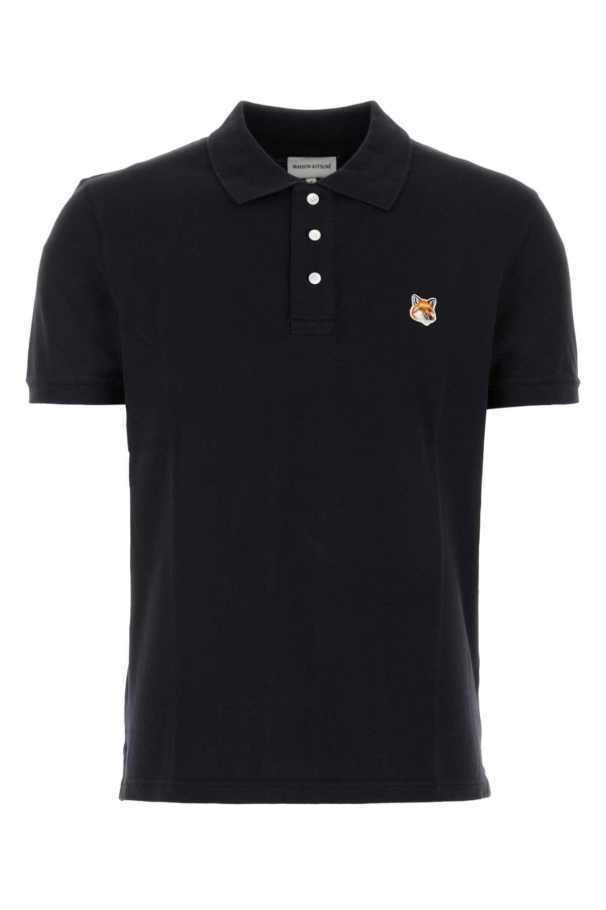 Black piquet polo shirt LM00208KJ7002P199 (Maison Kitsuné / ポロシャツ ) | Maison Kitsuné (メゾン キツネ)