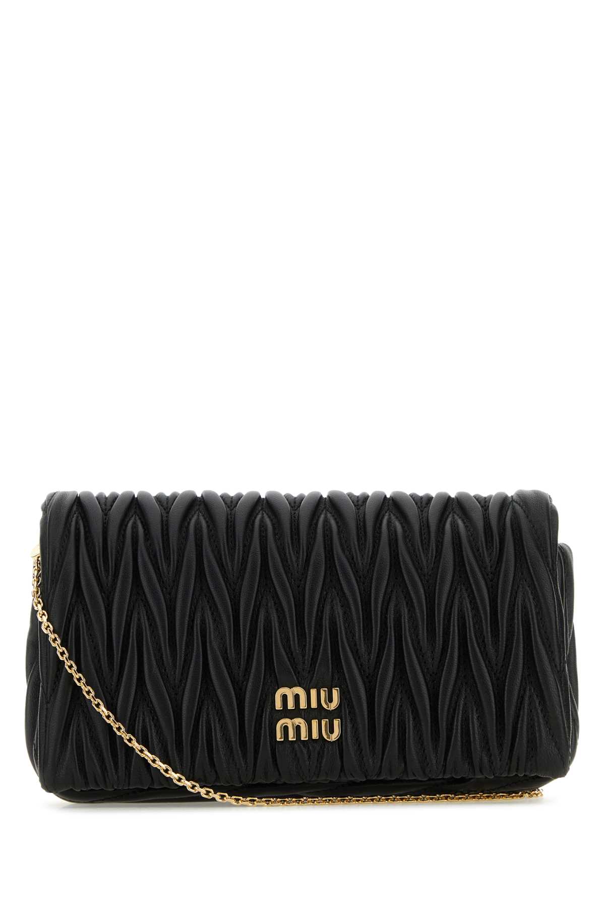 Black nappa leather mini clutch 5BP086VCOON88F0002 (MIU MIU / クラッチバッグ・ポーチ ) | MIU MIU (ミュウミュウ)